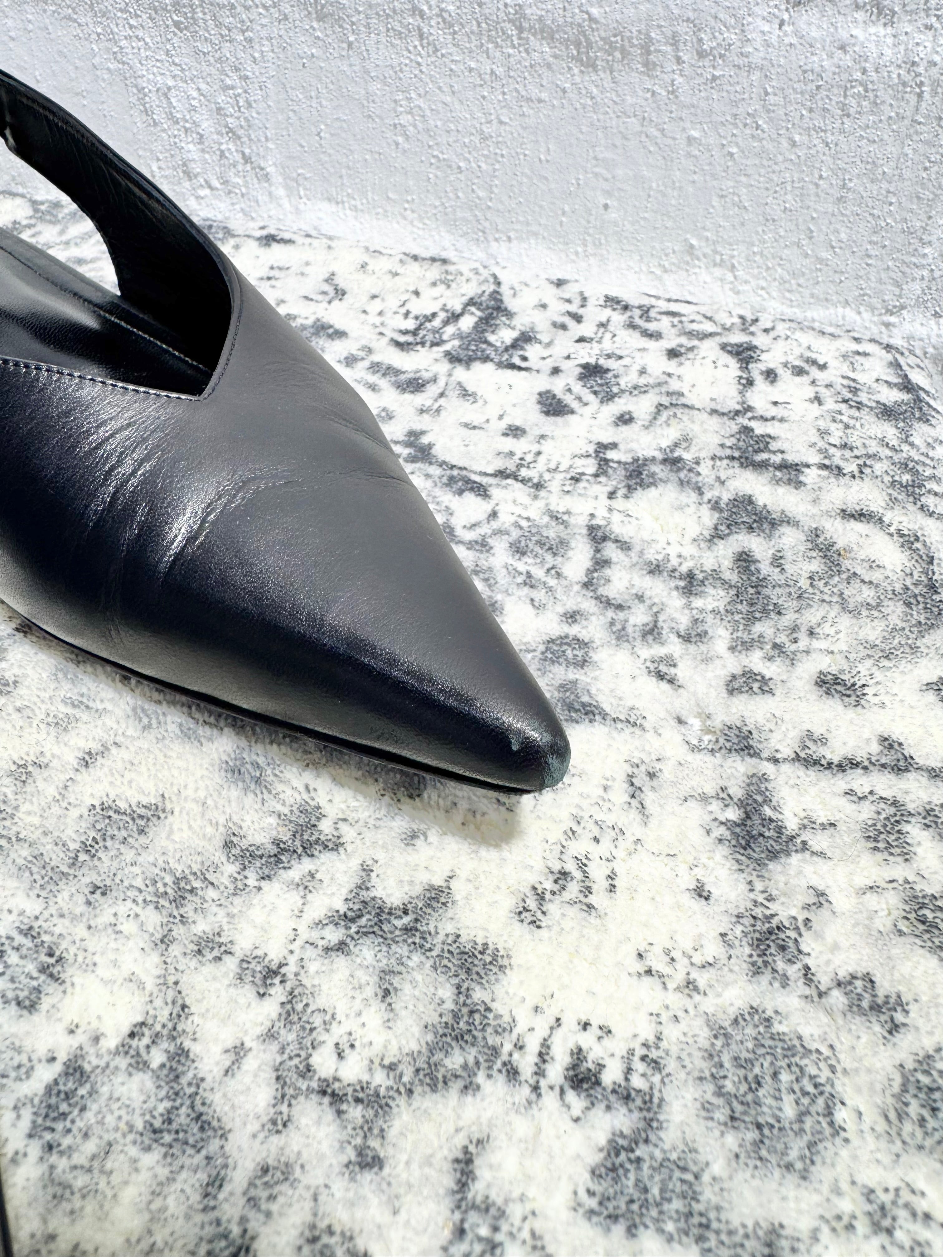Anine Bing Black Pointed Toe Sling Backs - EU38