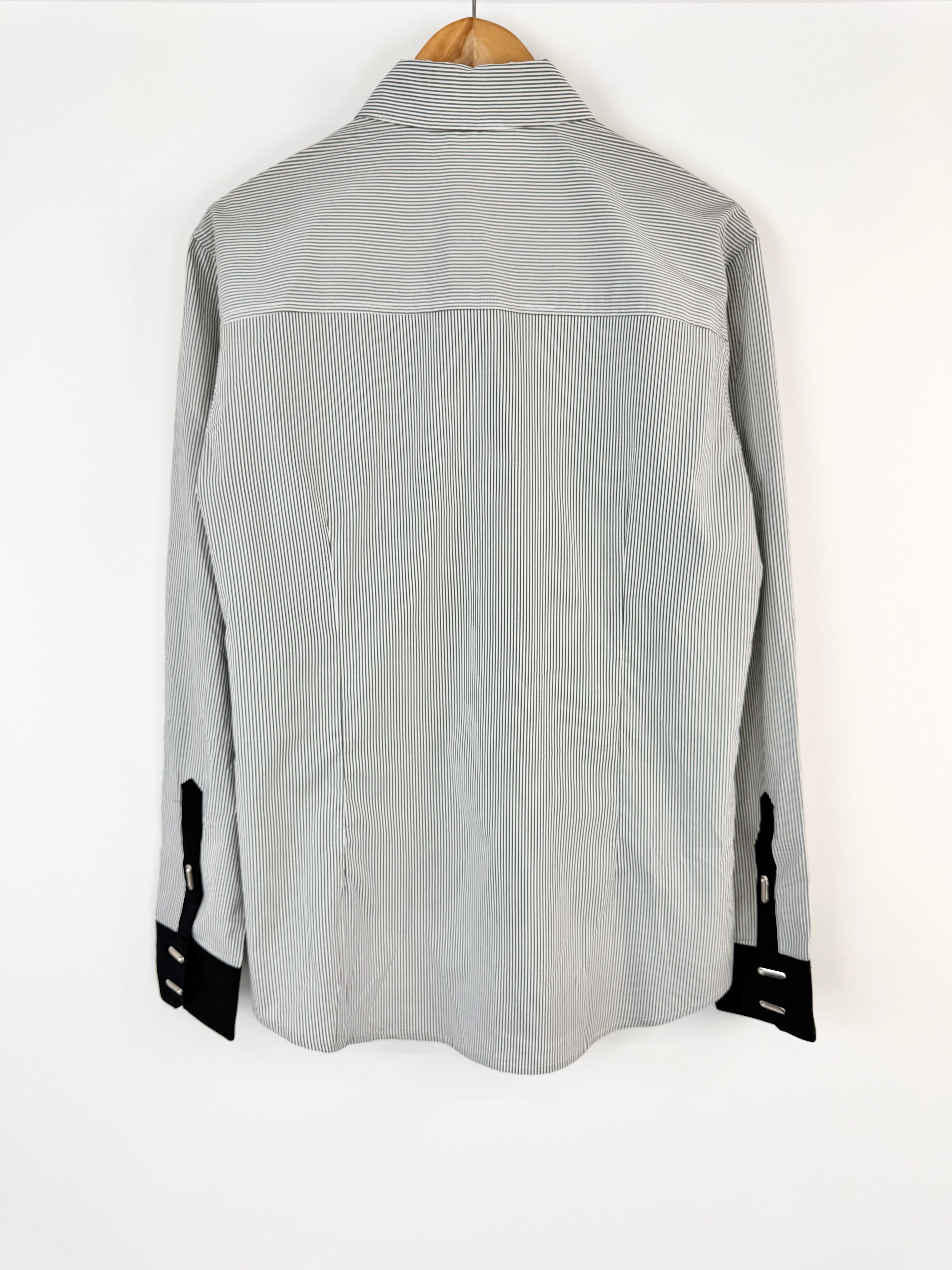 Vintage Salvatore Ferragamo Black & White Striped Shirt - XL