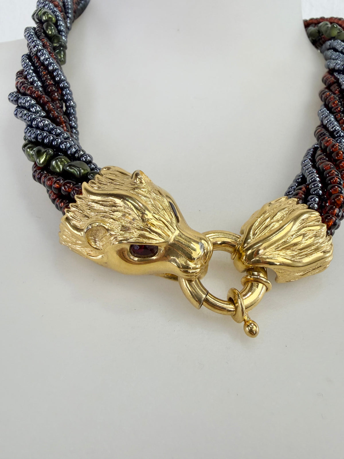 Joan Rivers Multi Strand Beaded Lion Clasp Necklace