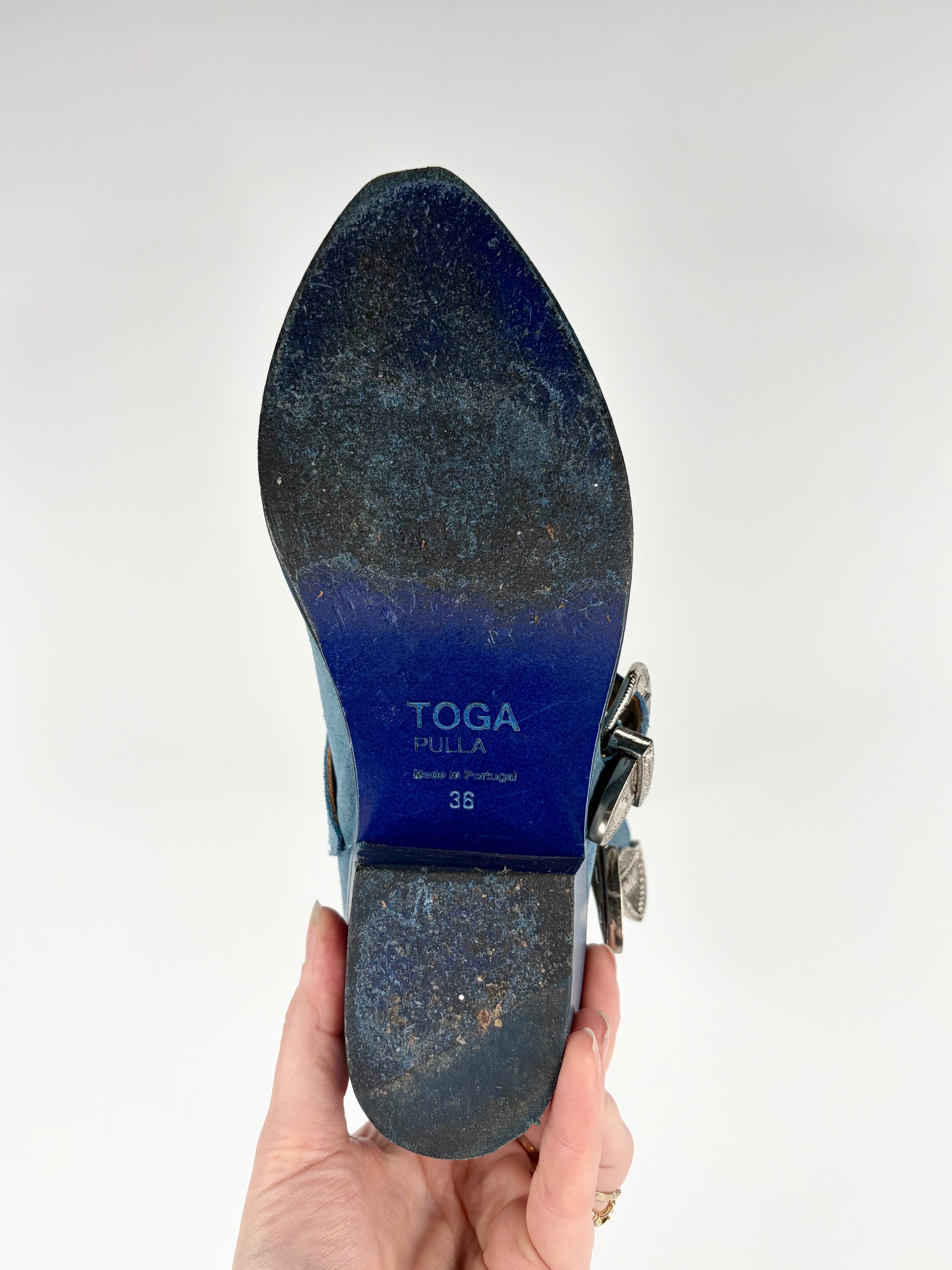 Toga Pulla Blue Suede Western Boot - EU36