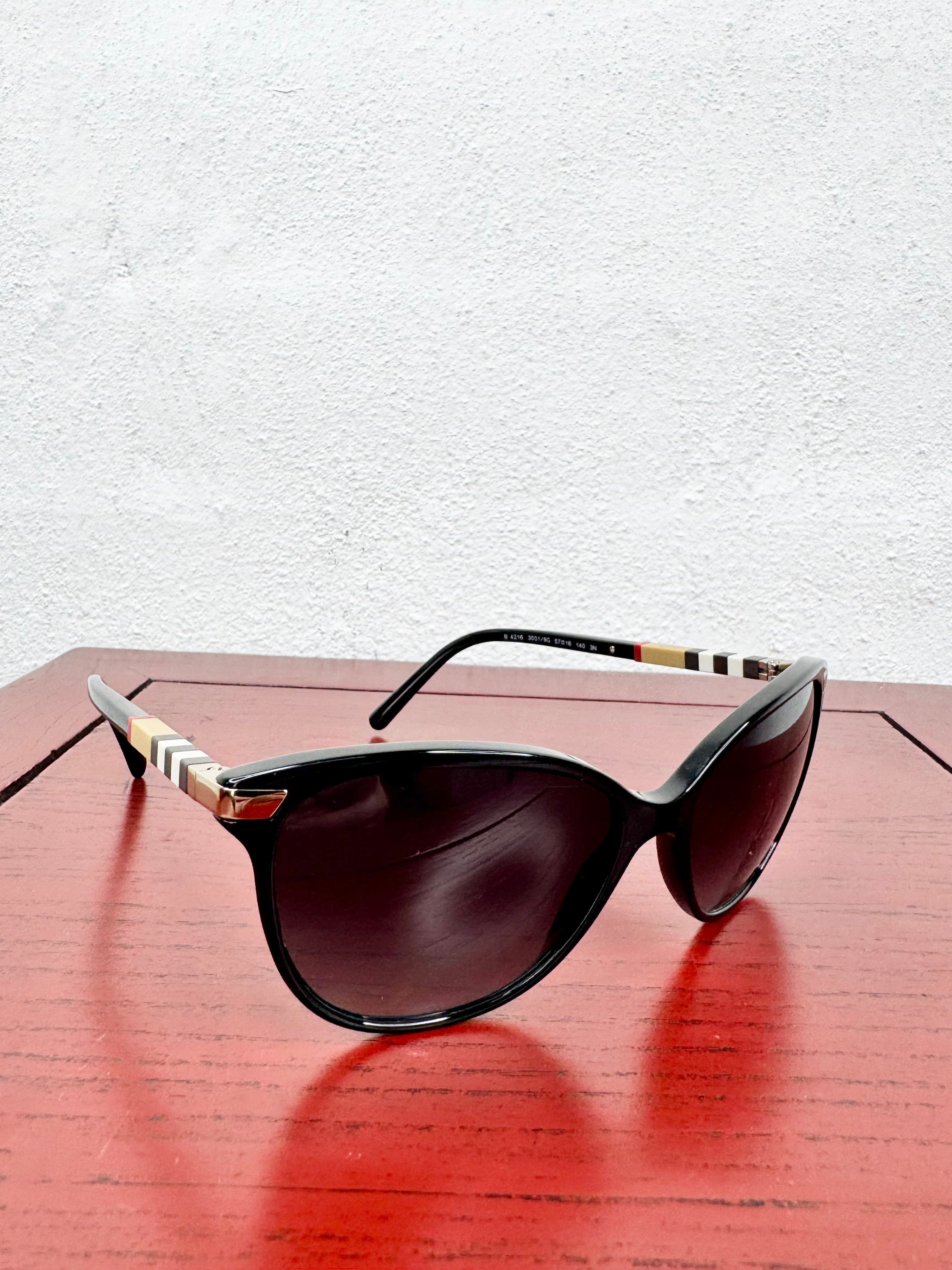 Burberry Cat Eye Nova Check Black Sunglasses