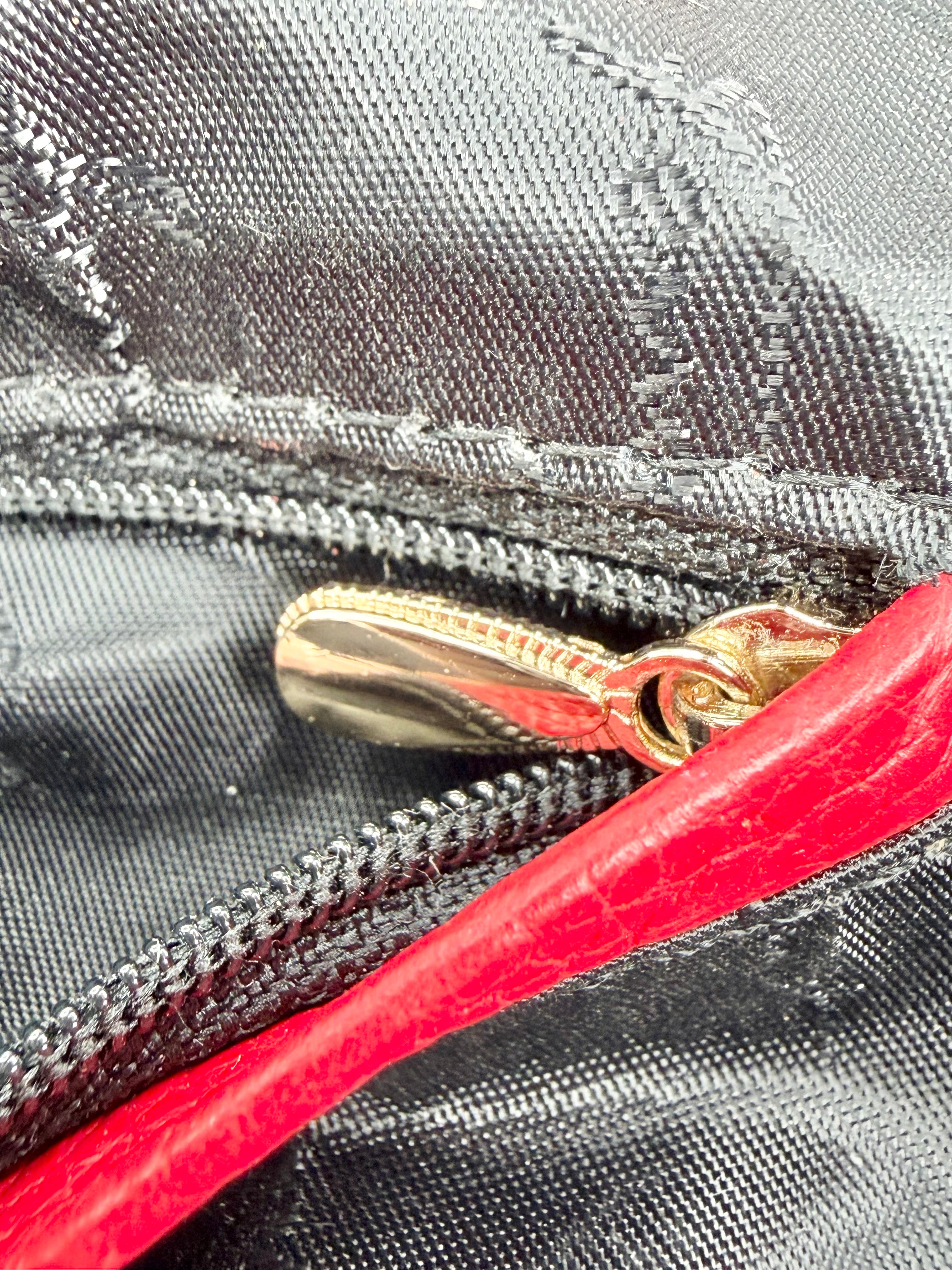 Salvatore Ferragamo Red Pebbled Leather Shoulder Bag