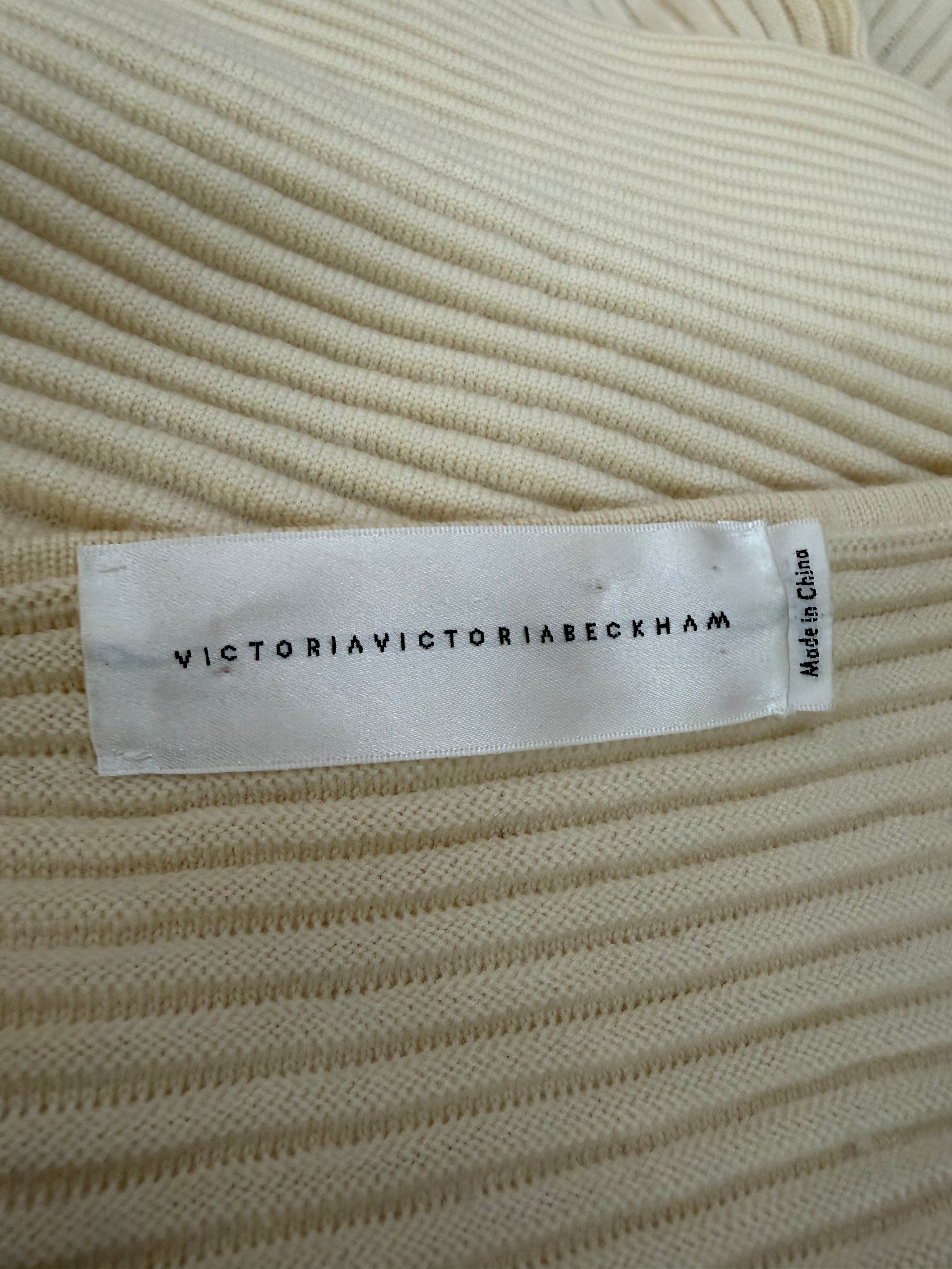 Victoria Beckham Limited Ivory Rib Knit Wool Sweater - AU10/12