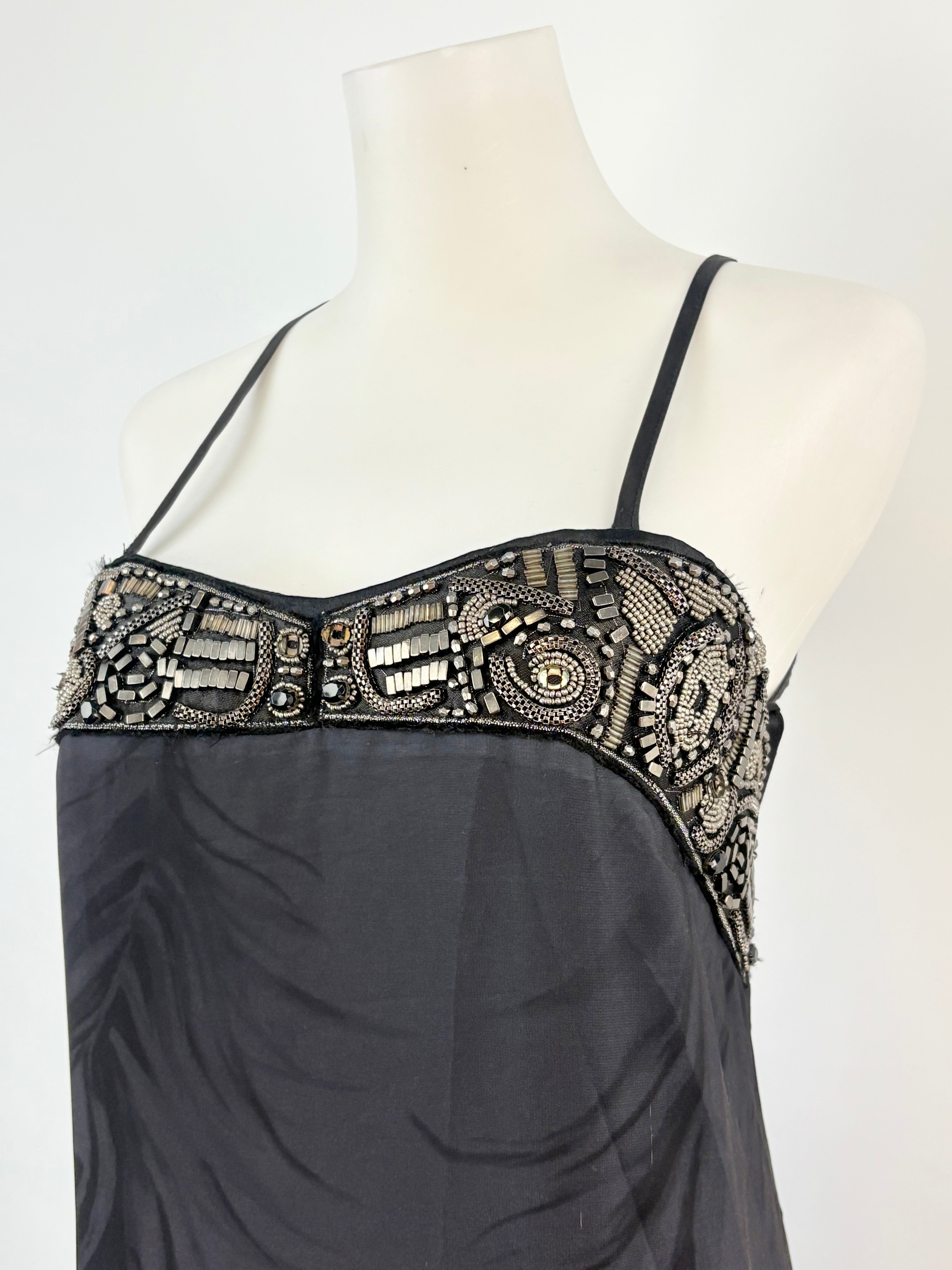 Dizingof Black Embellished Strapless Slip Dress - AU8