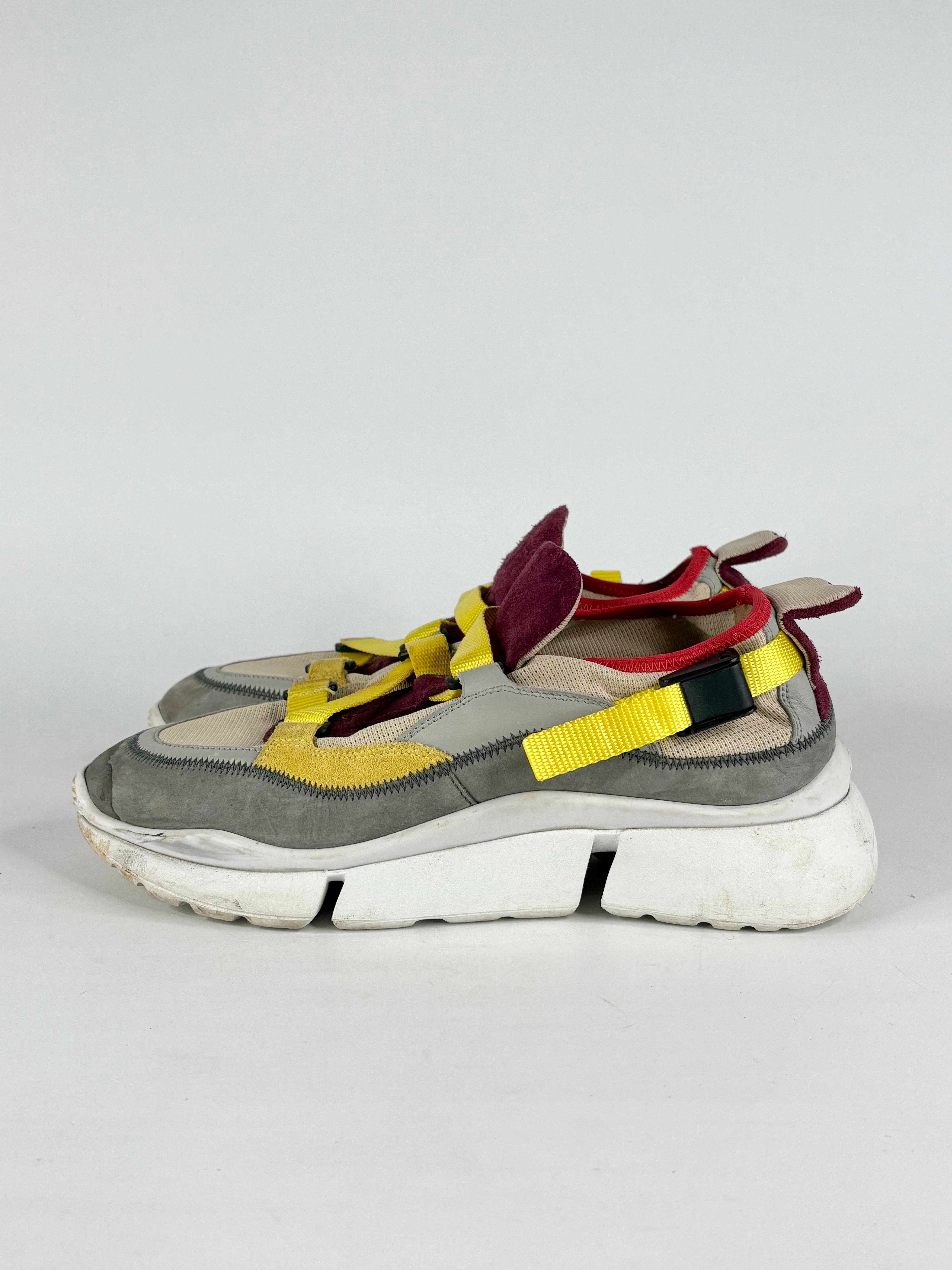 Chloé Grey, Maroon & Yellow 'Sonnie' Sneakers - EU40