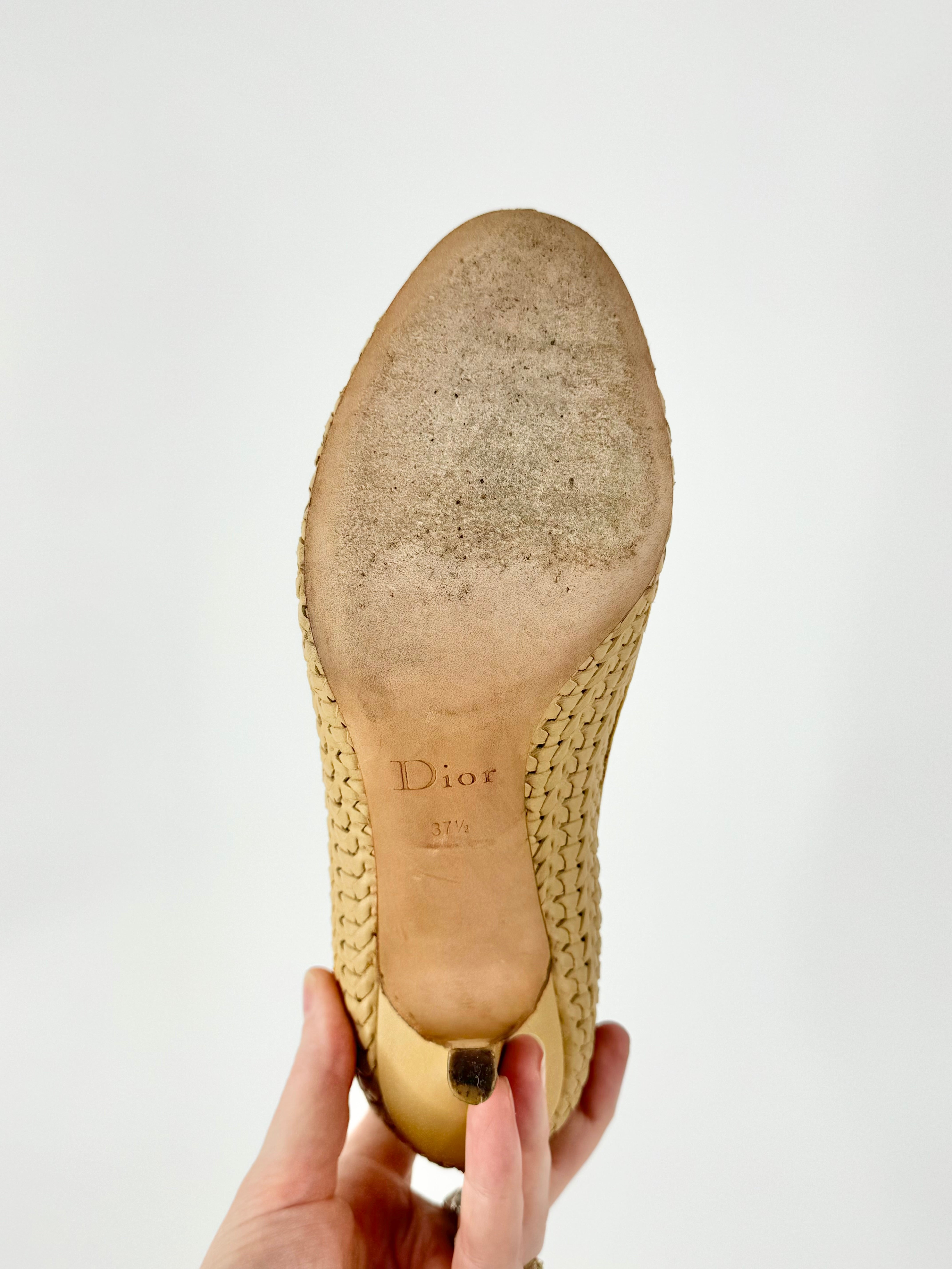 Christian Dior Wheaten Woven Stilettos - EU37.5