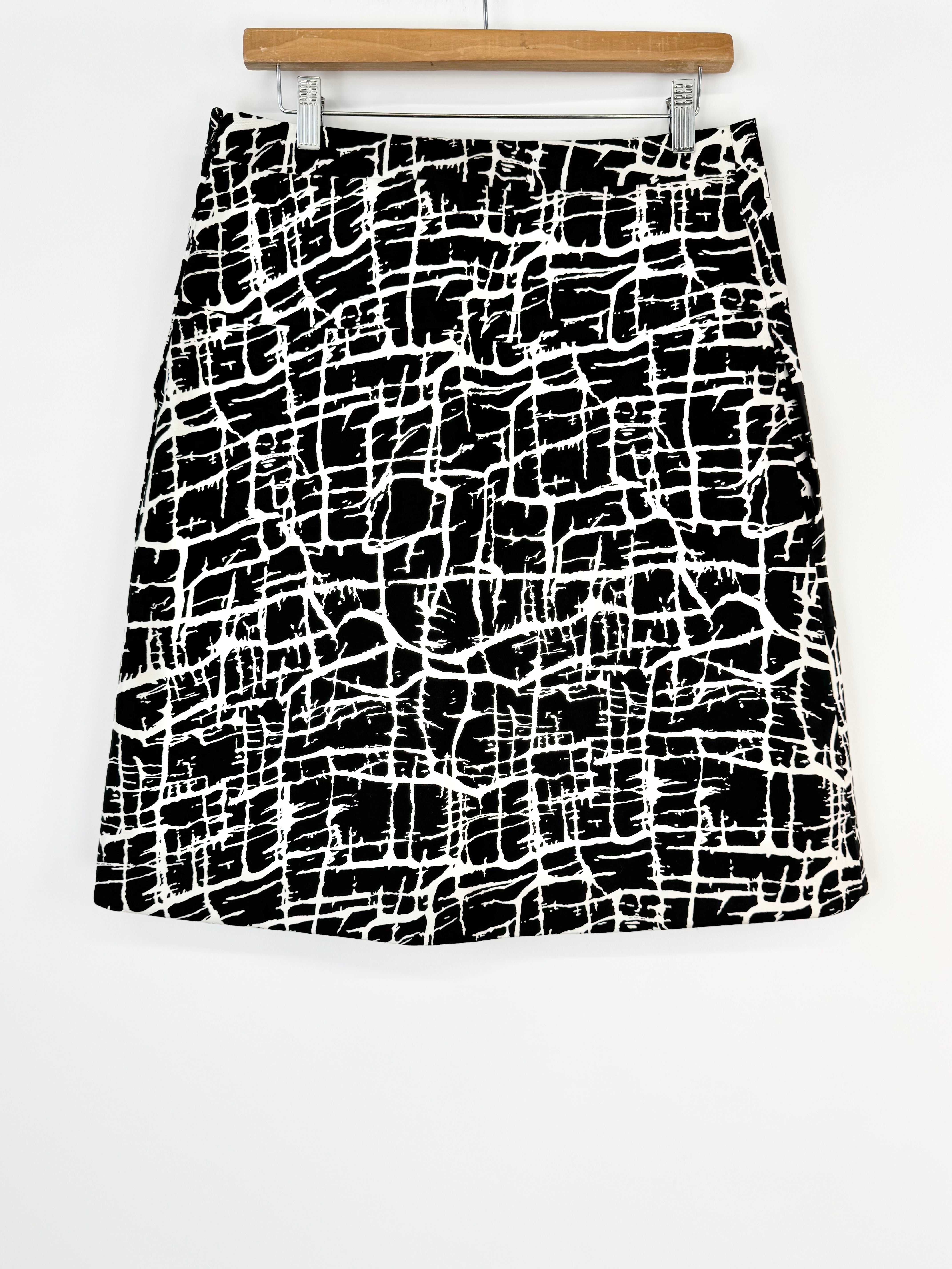 Marni Black and White Abstract Geometric Patterned Mini Skirt - AU10/12