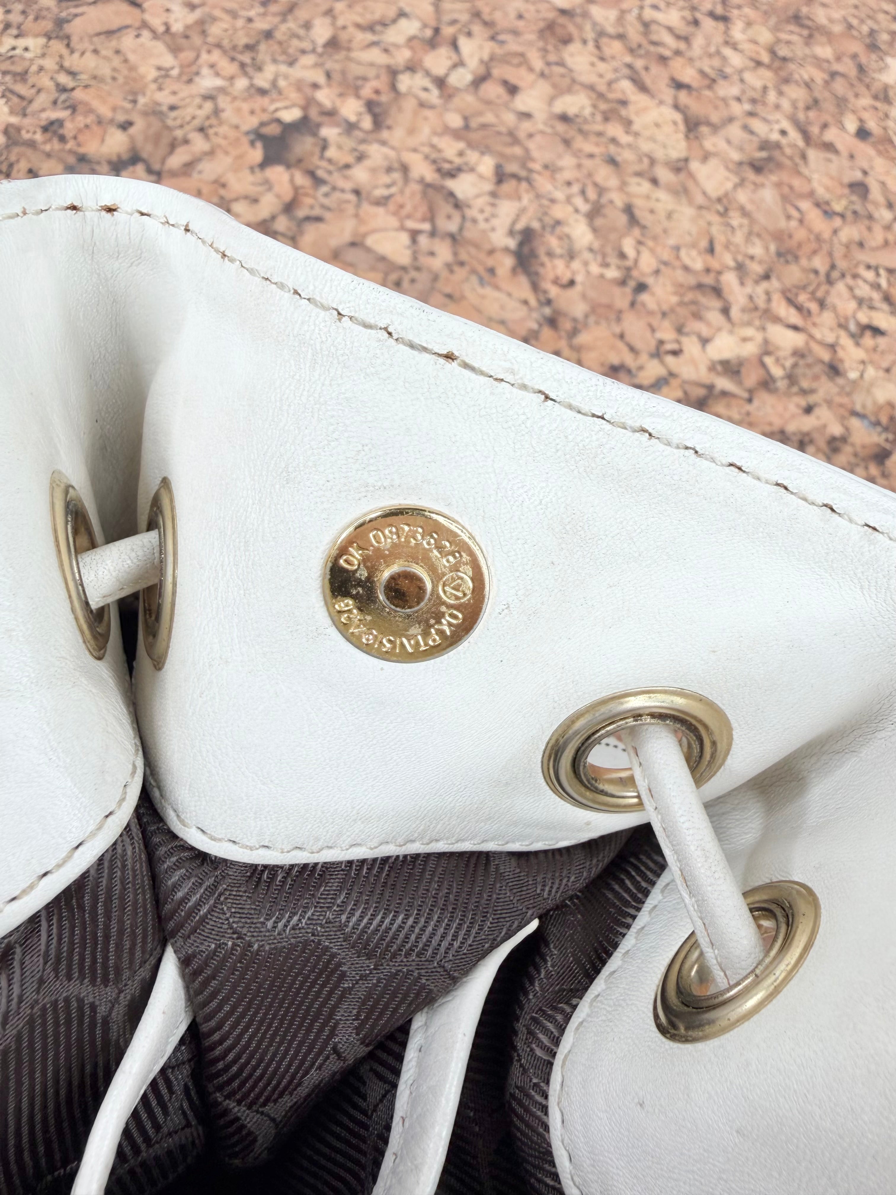Oroton Cream Monogram Drawstring Bag