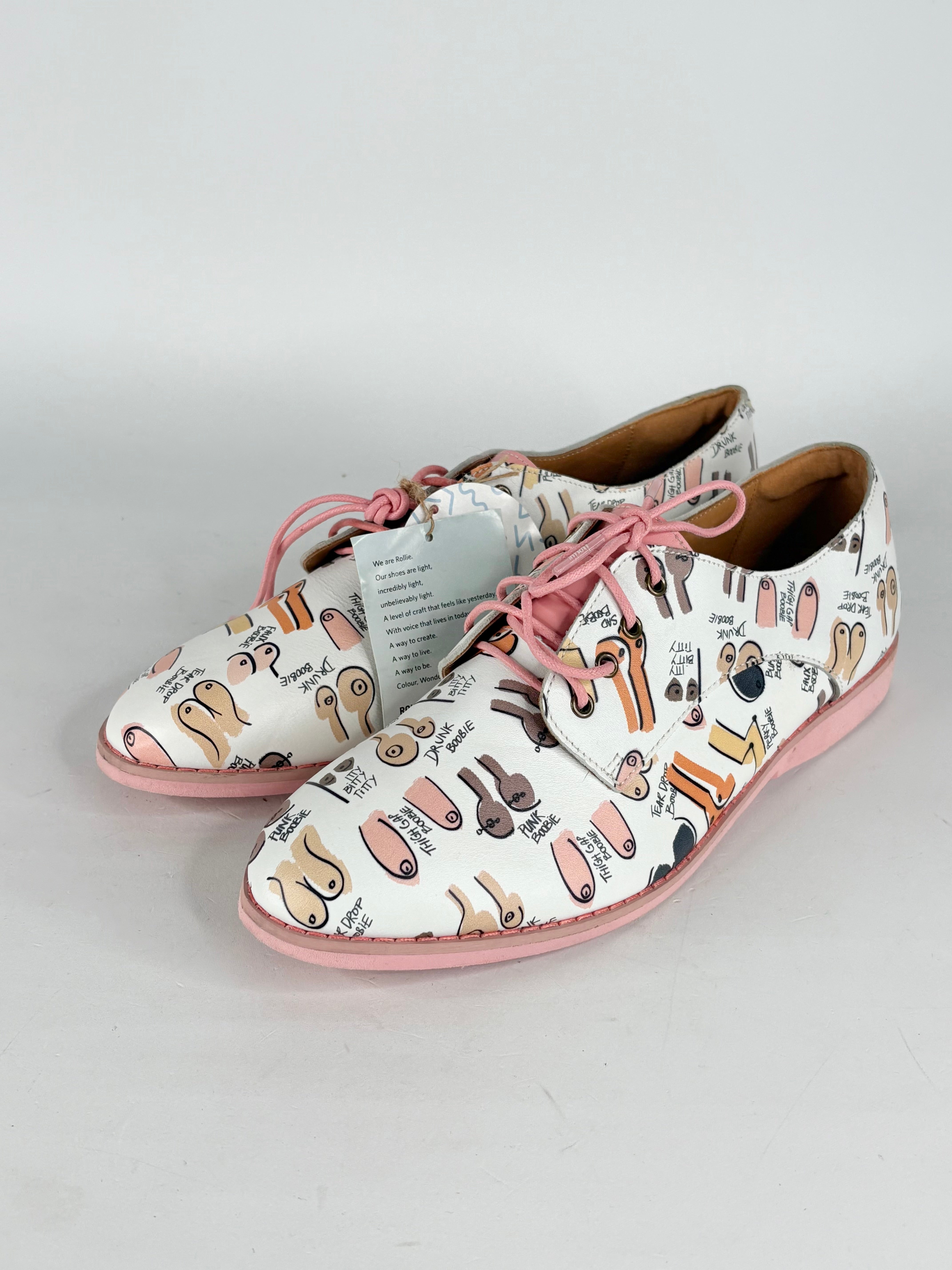 Rollie White Leather Patterned Derby Shoes - EU40