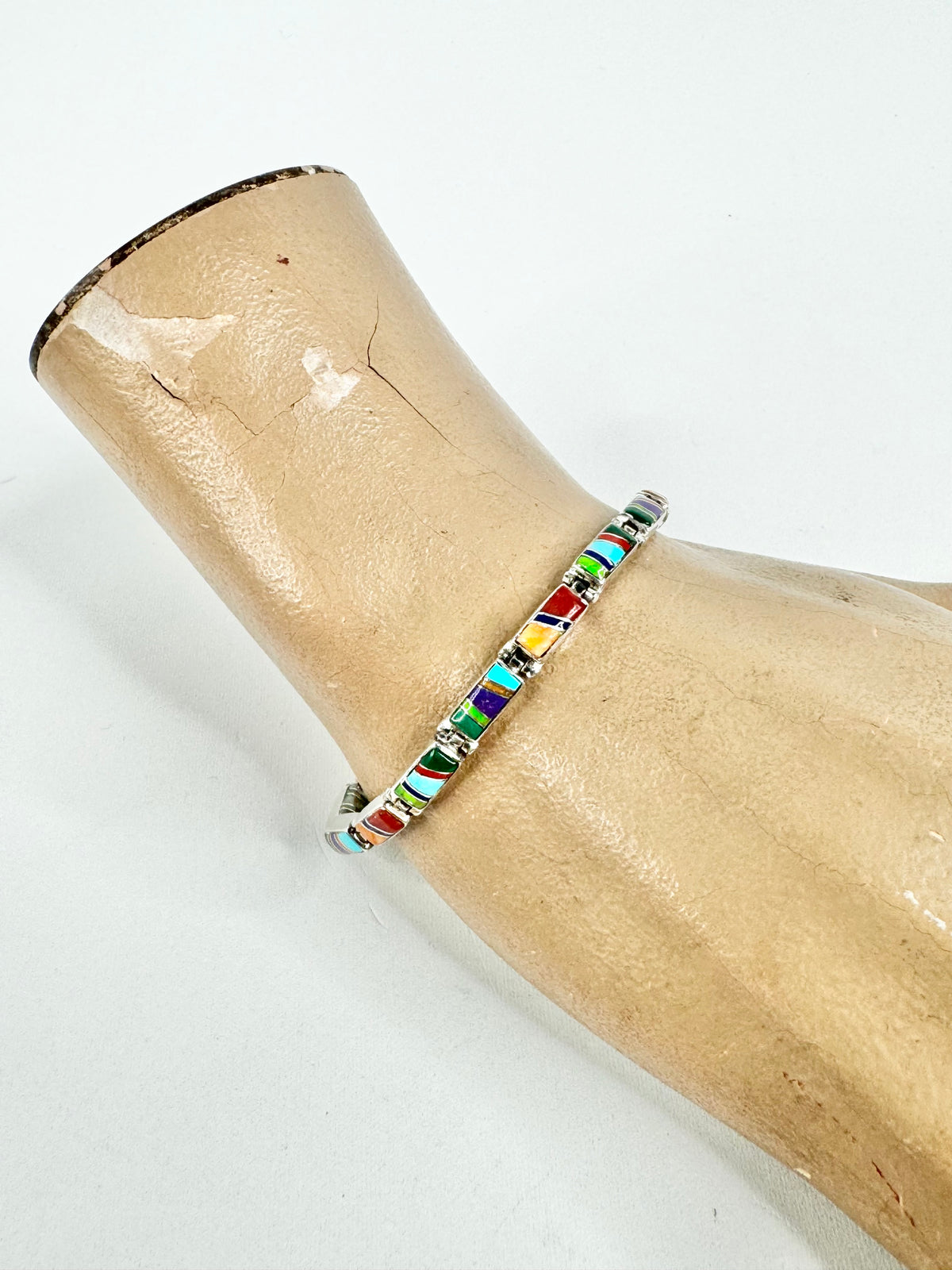 Vintage Silver Semi-Precious Gemstones & Opal Bracelet