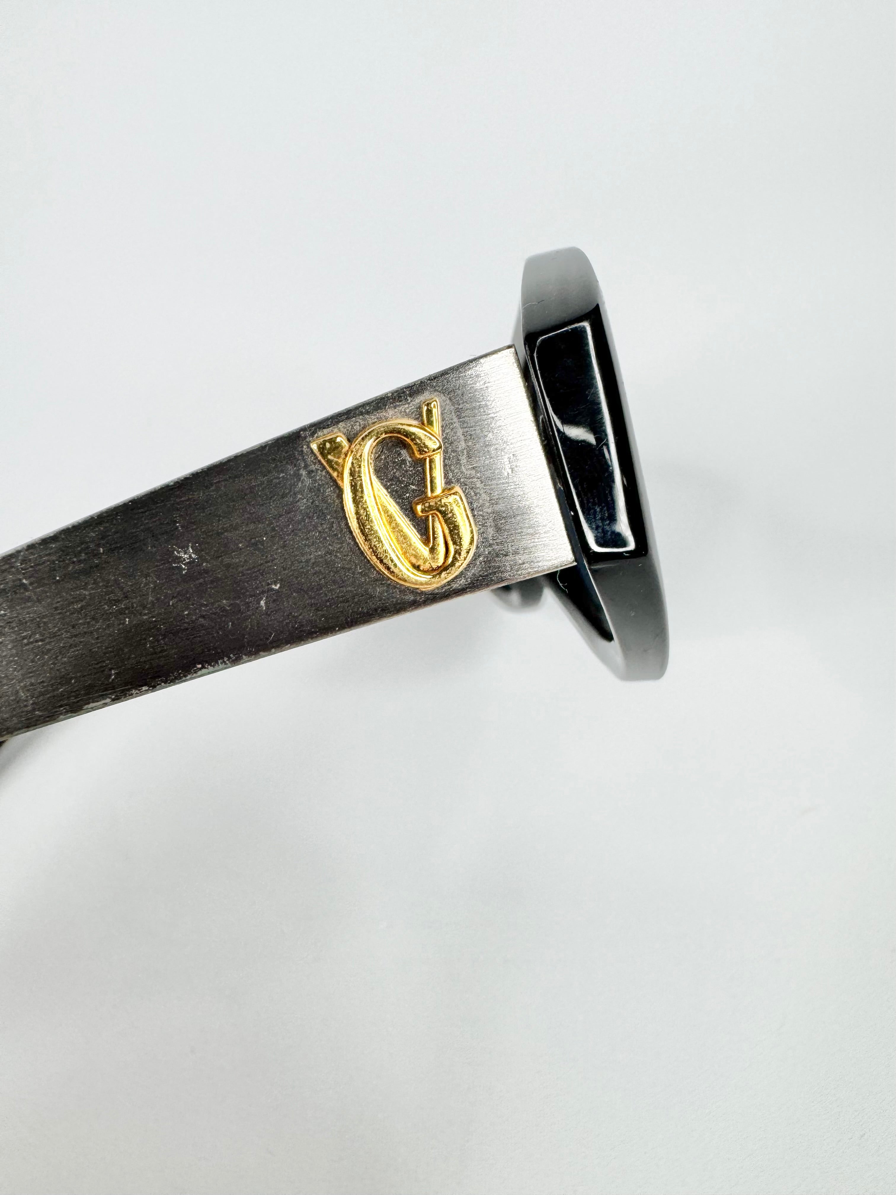 Vintage Gianni Versace Black Oval Frame Sunglasses