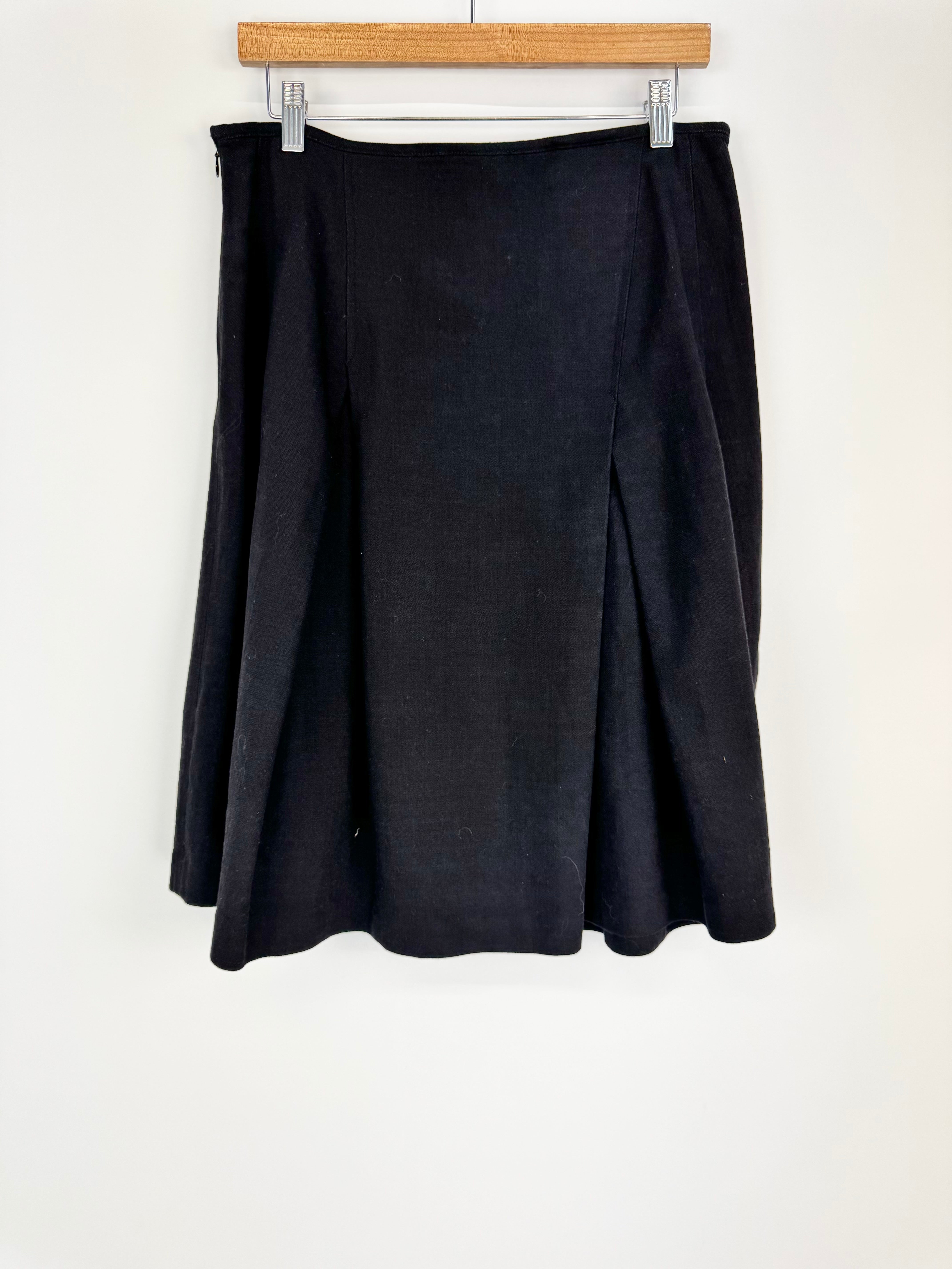 Dries van Noten 'Joyce' Black Linen Skirt - AU10/12