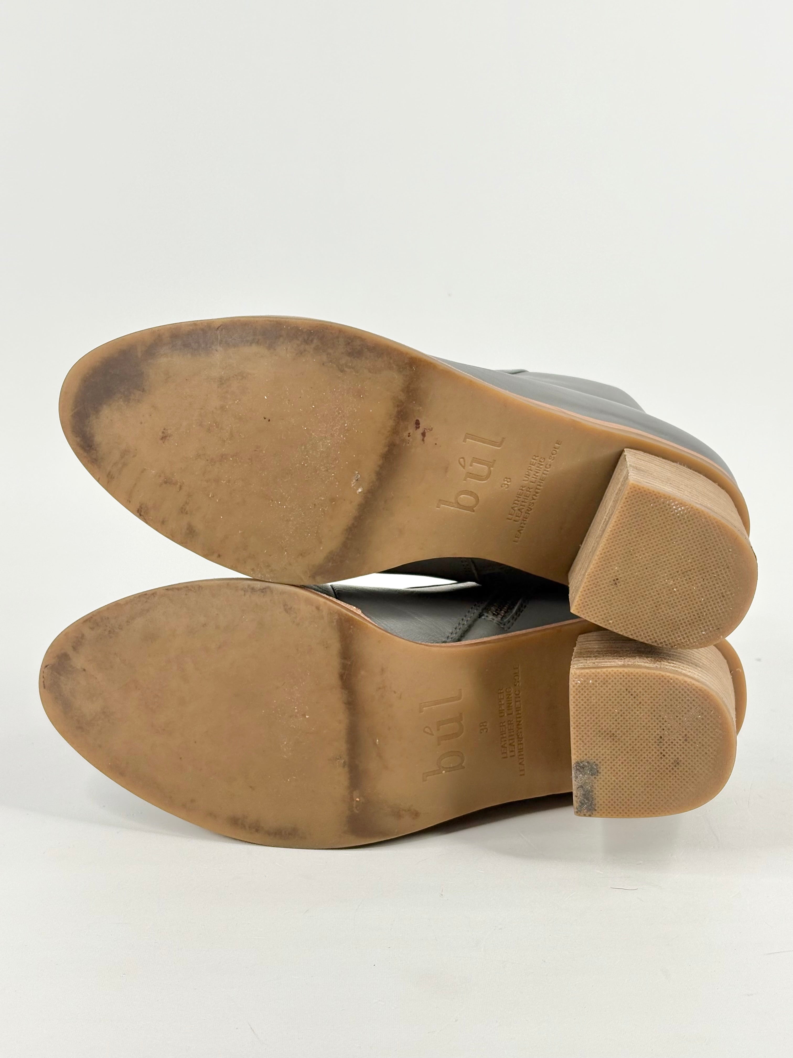 Búl Slate Grained Leather Ankle Boots - EU38