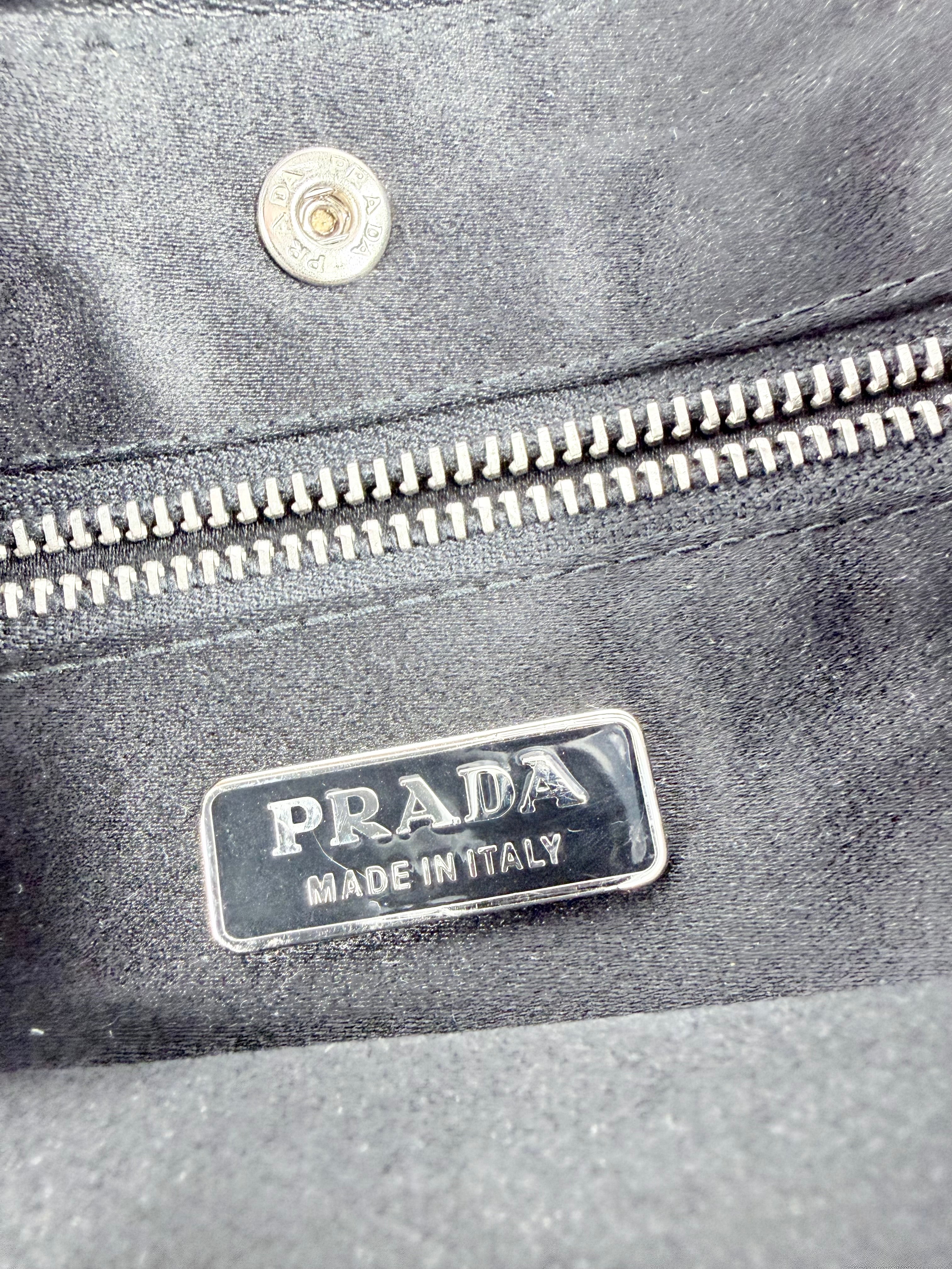 Y2K Prada Black Nappa Floral Shoulder Bag