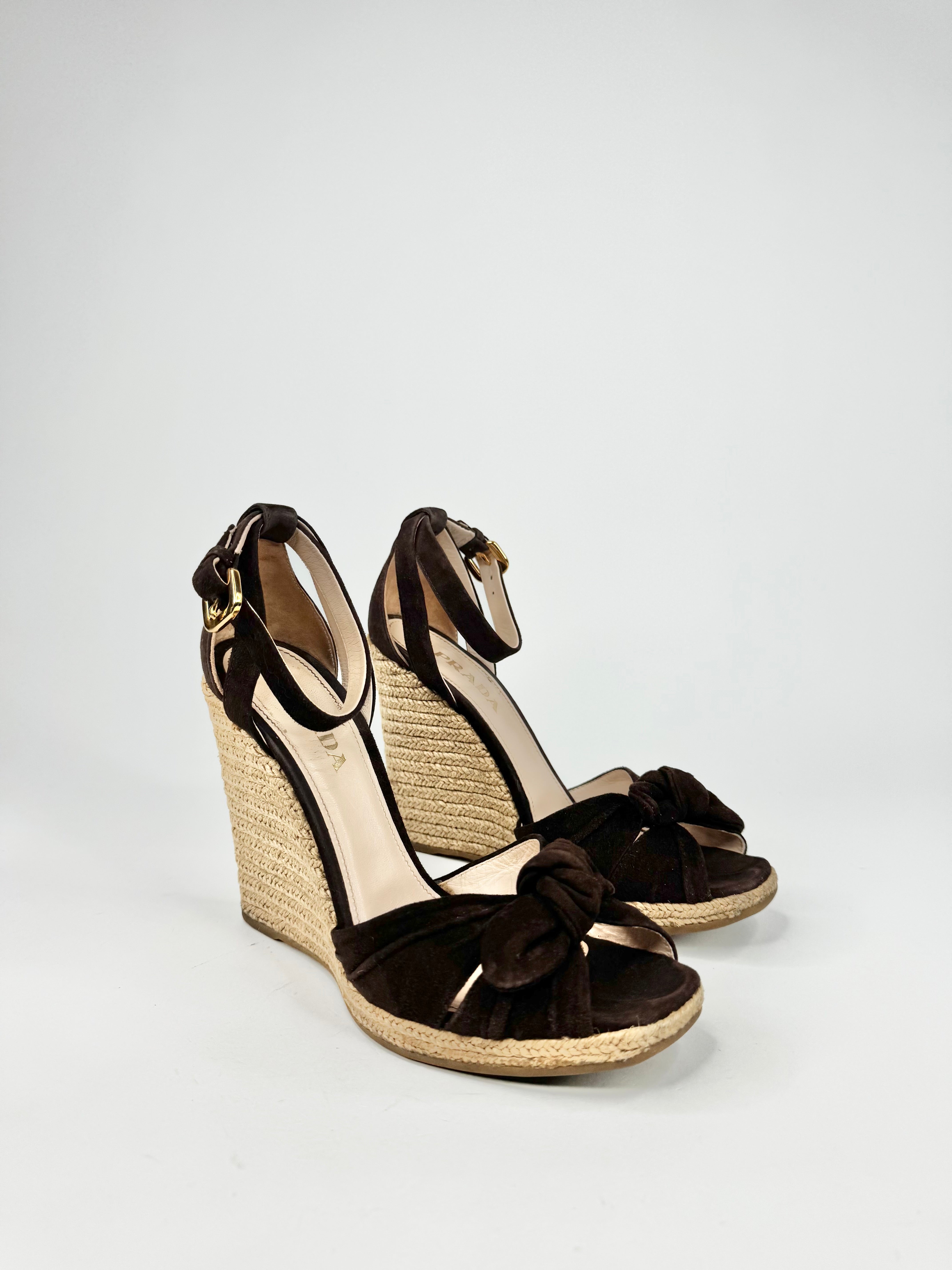 Prada 'Calzature Donna' Deep Brown Espadrilles - EU37.5