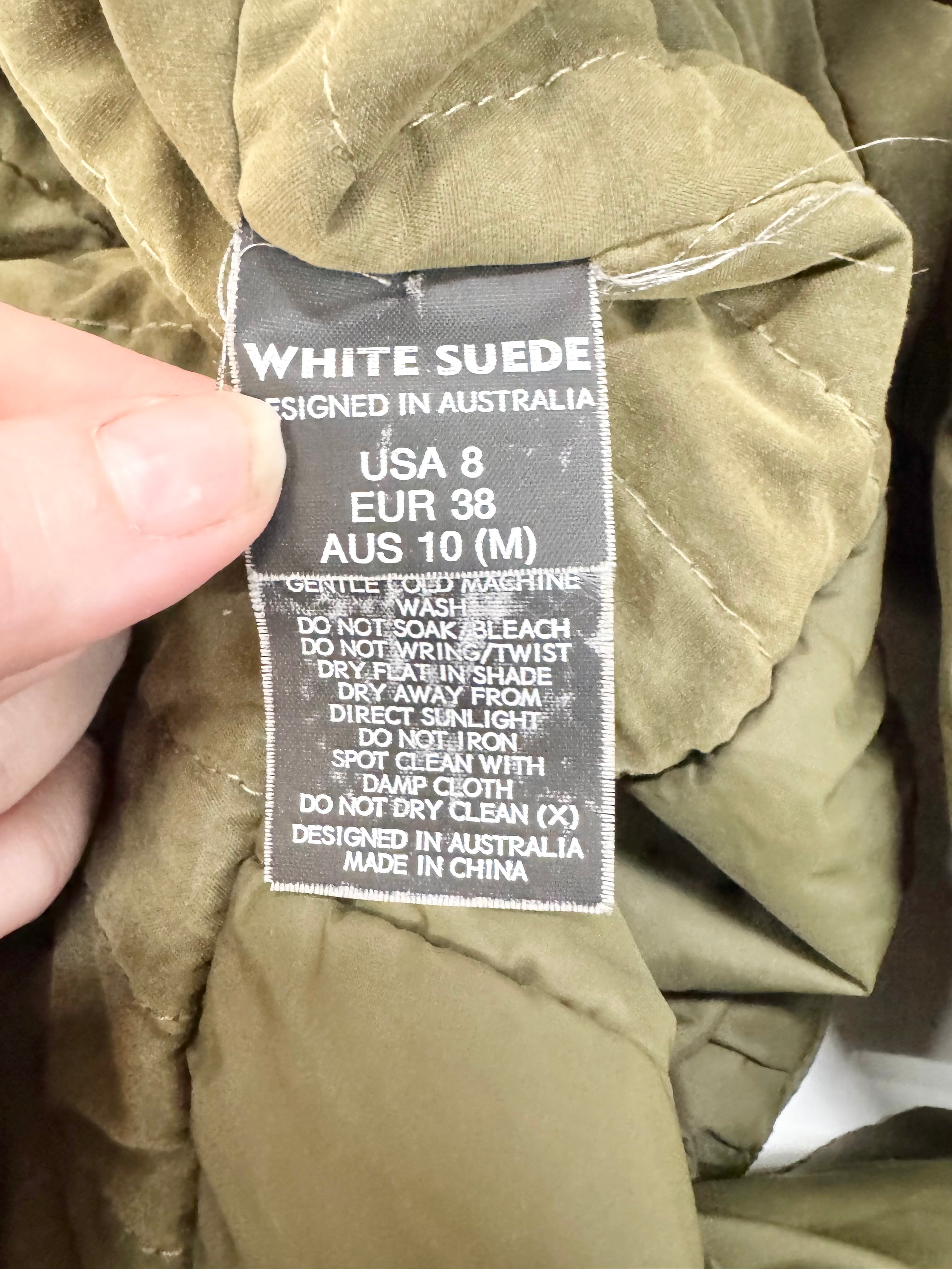 White Suede Khaki Parka - AU10