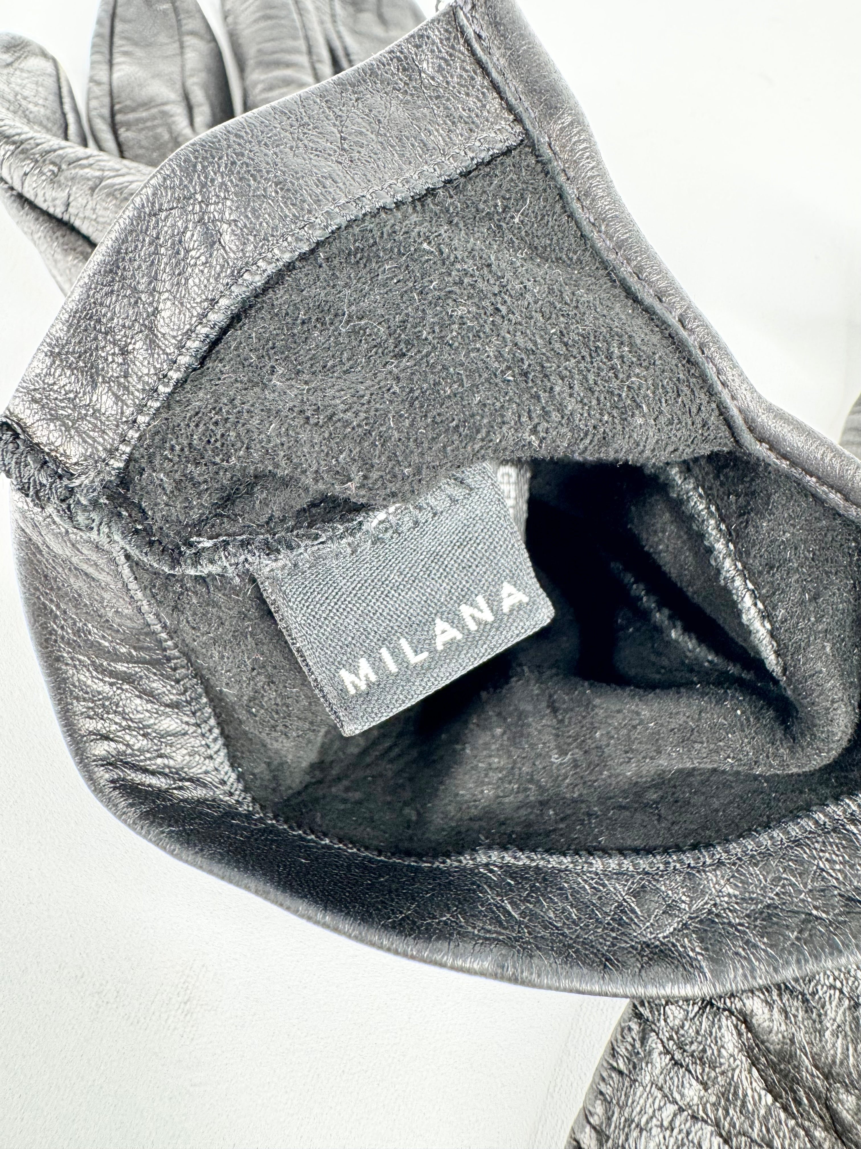 Milana Italy Black Buttery Soft Leather Gloves - 7.5