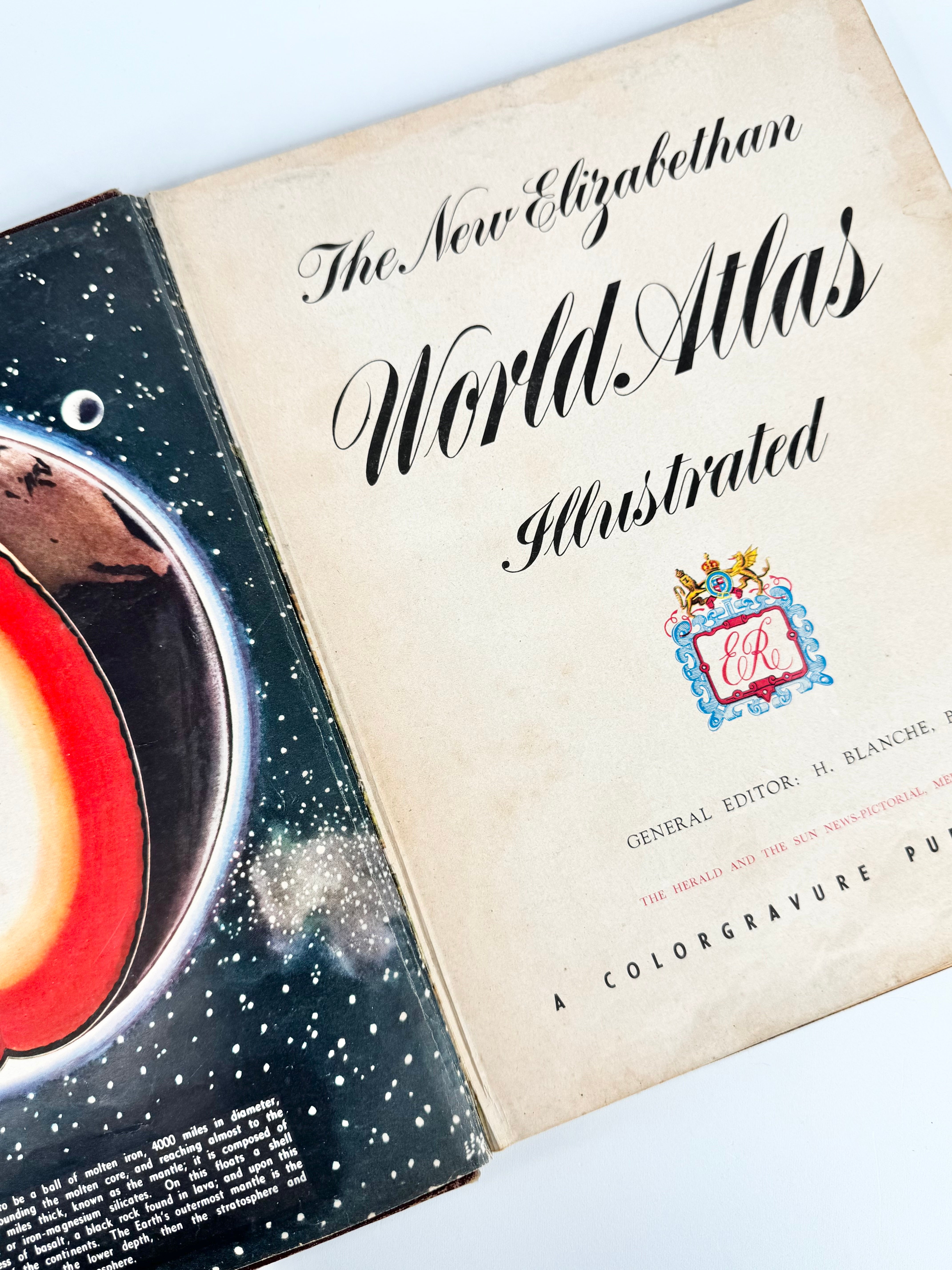 Vintage 1955 The New Elizabethan World Atlas Illustrated