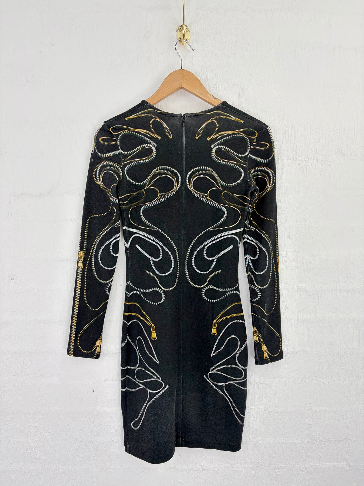 McQ 2013 Zipper Patterned Long Sleeve Bodycon Dress - AU8/10