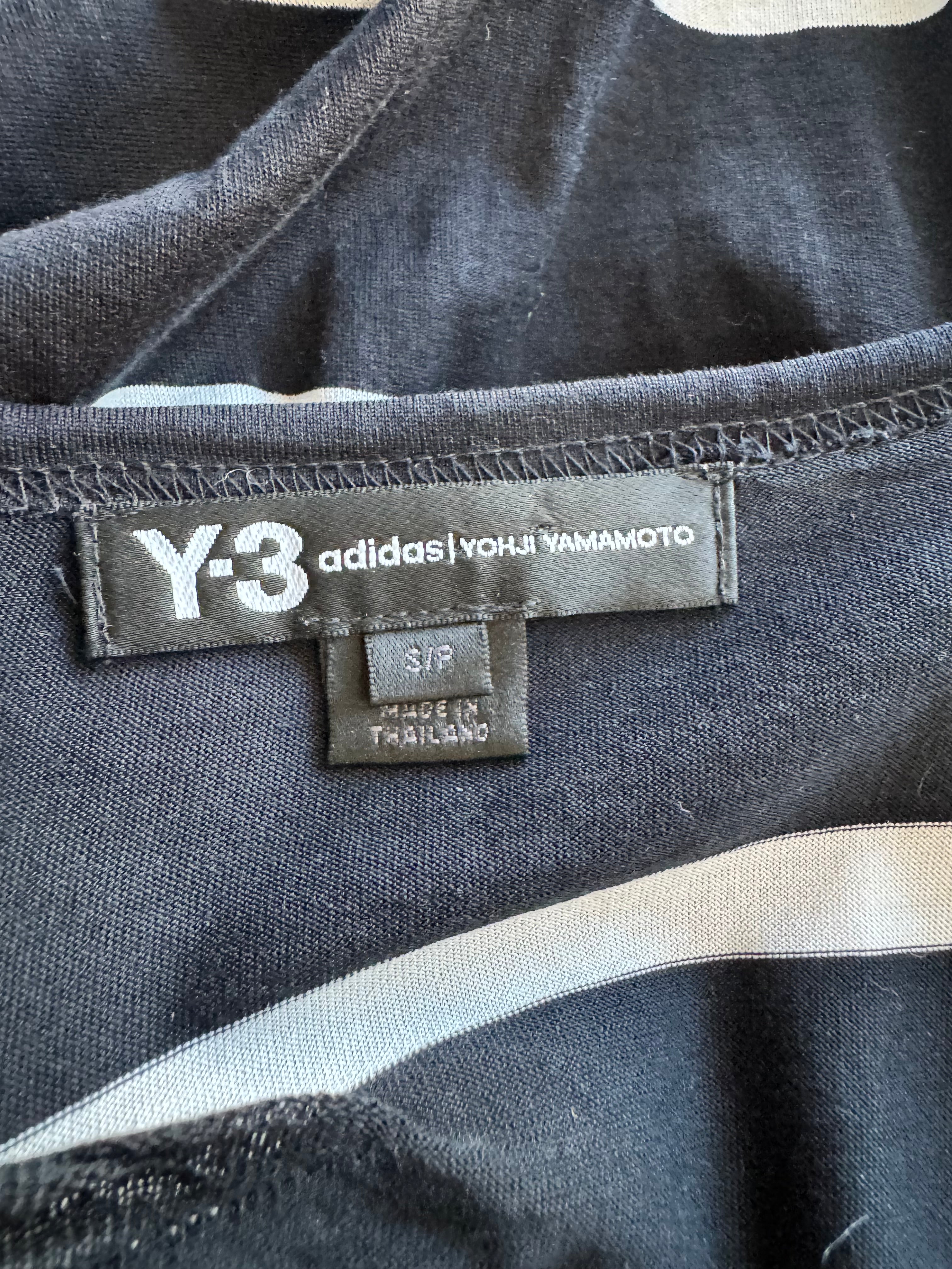 Y-3 by Yohji Yamamoto Black & White Squiggle Pattern Dolman Sleeve Top - AU8/10