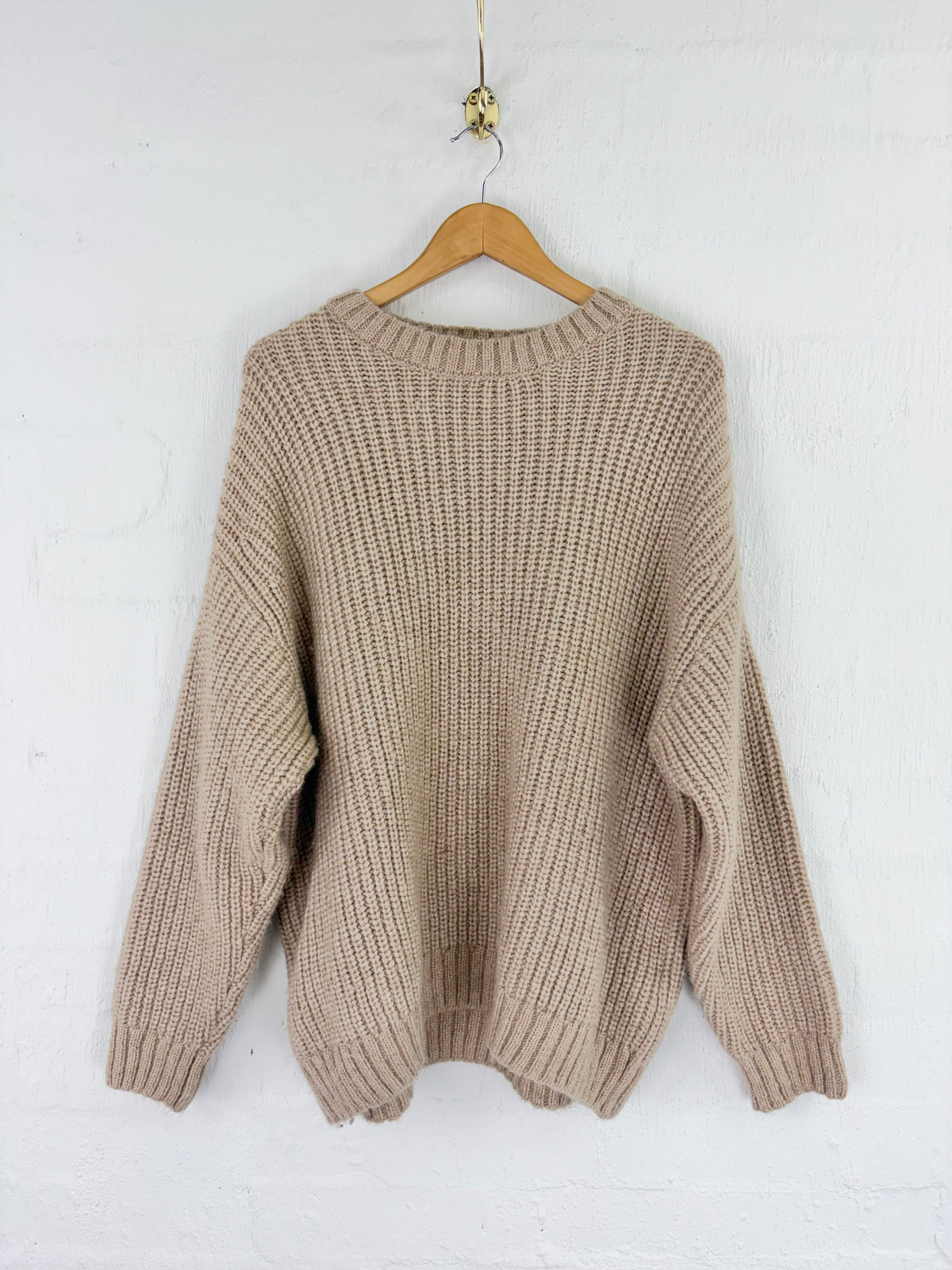 Anine Bing Vanilla Rib Knit Slouchy Alpaca Blend Sweater - AU10/12
