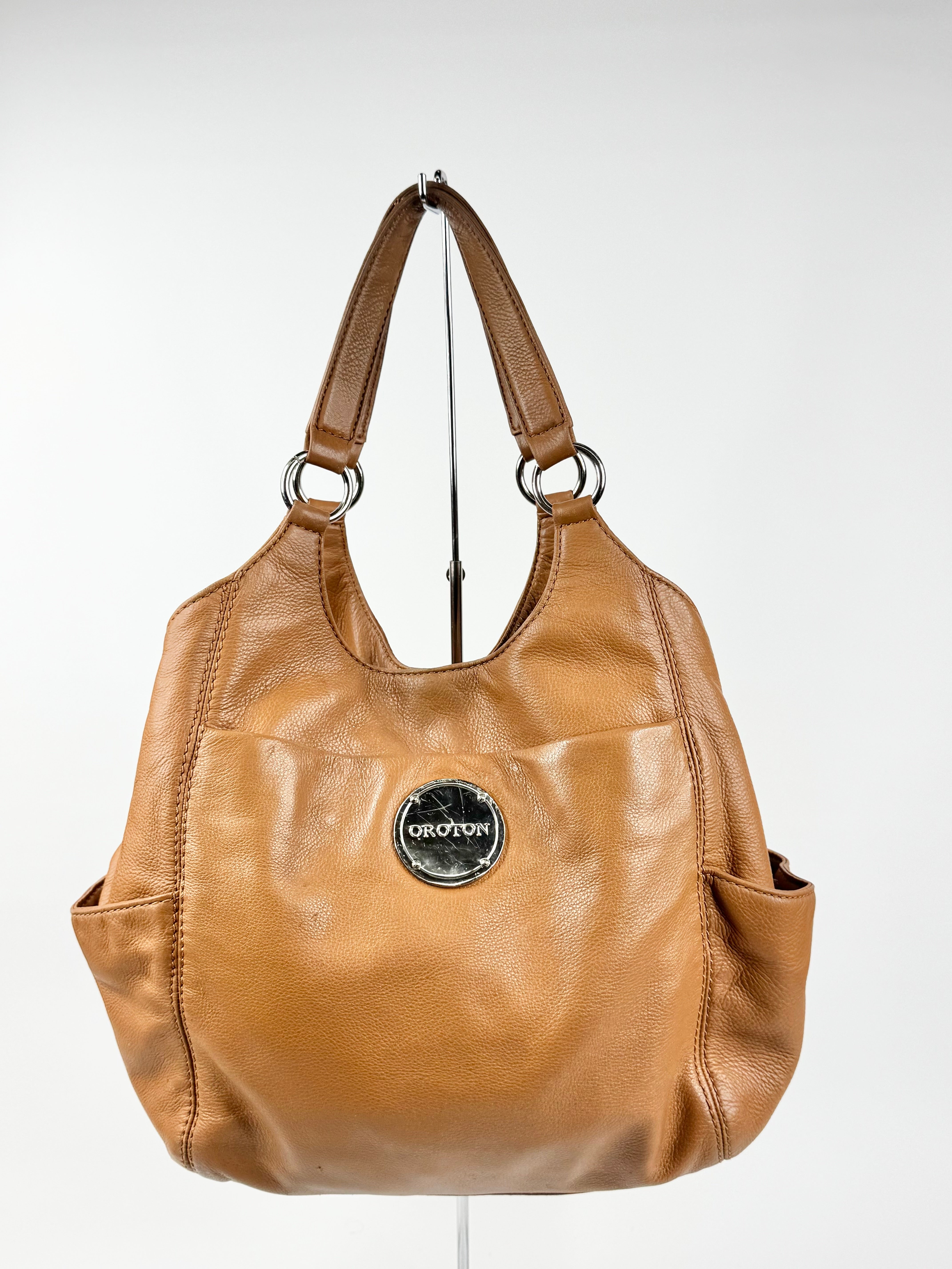 Oroton Caramel Leather Shoulder Bag