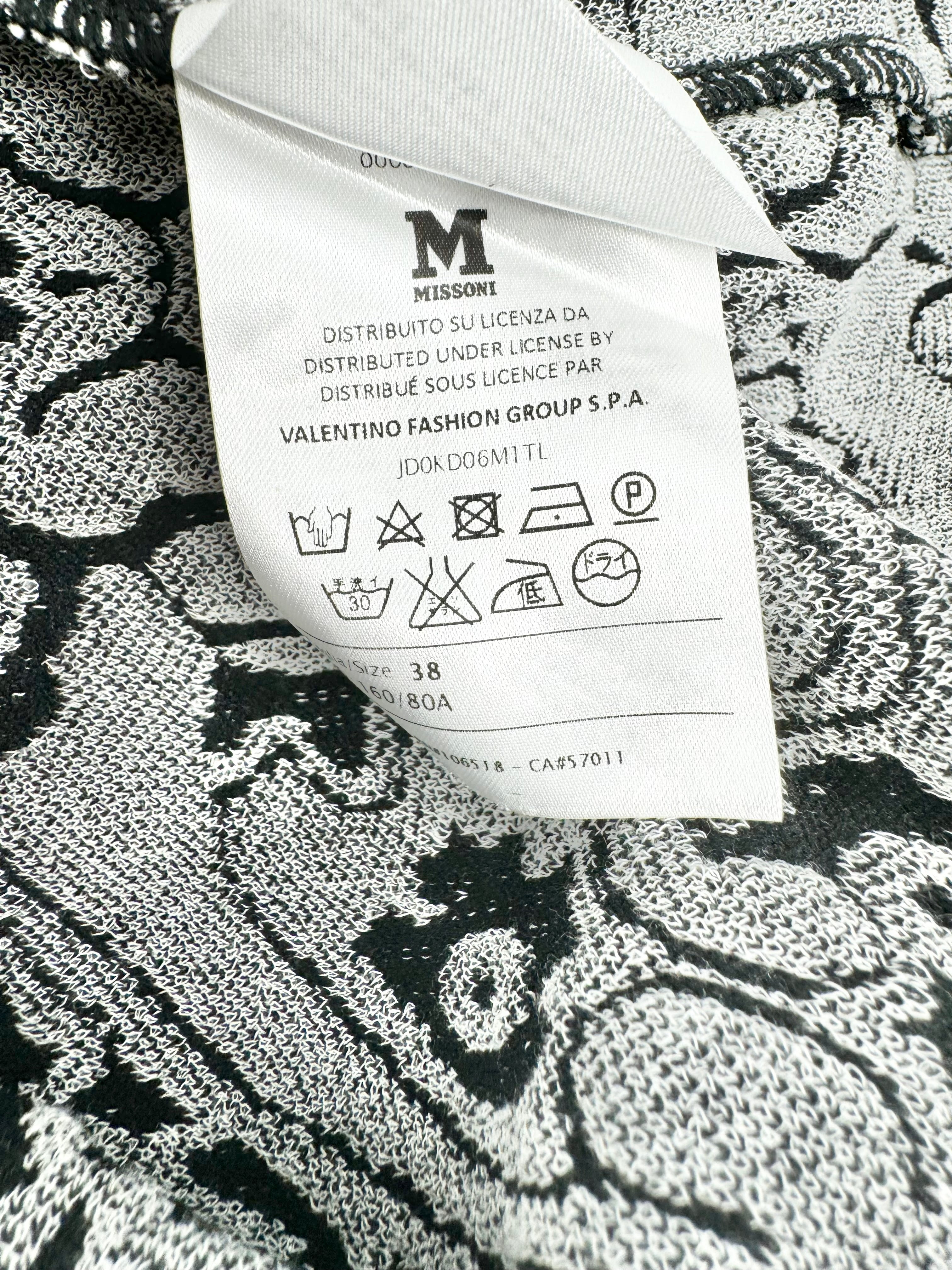 M Missioni Black & White Brocade Pattern Midi Dress - AU8