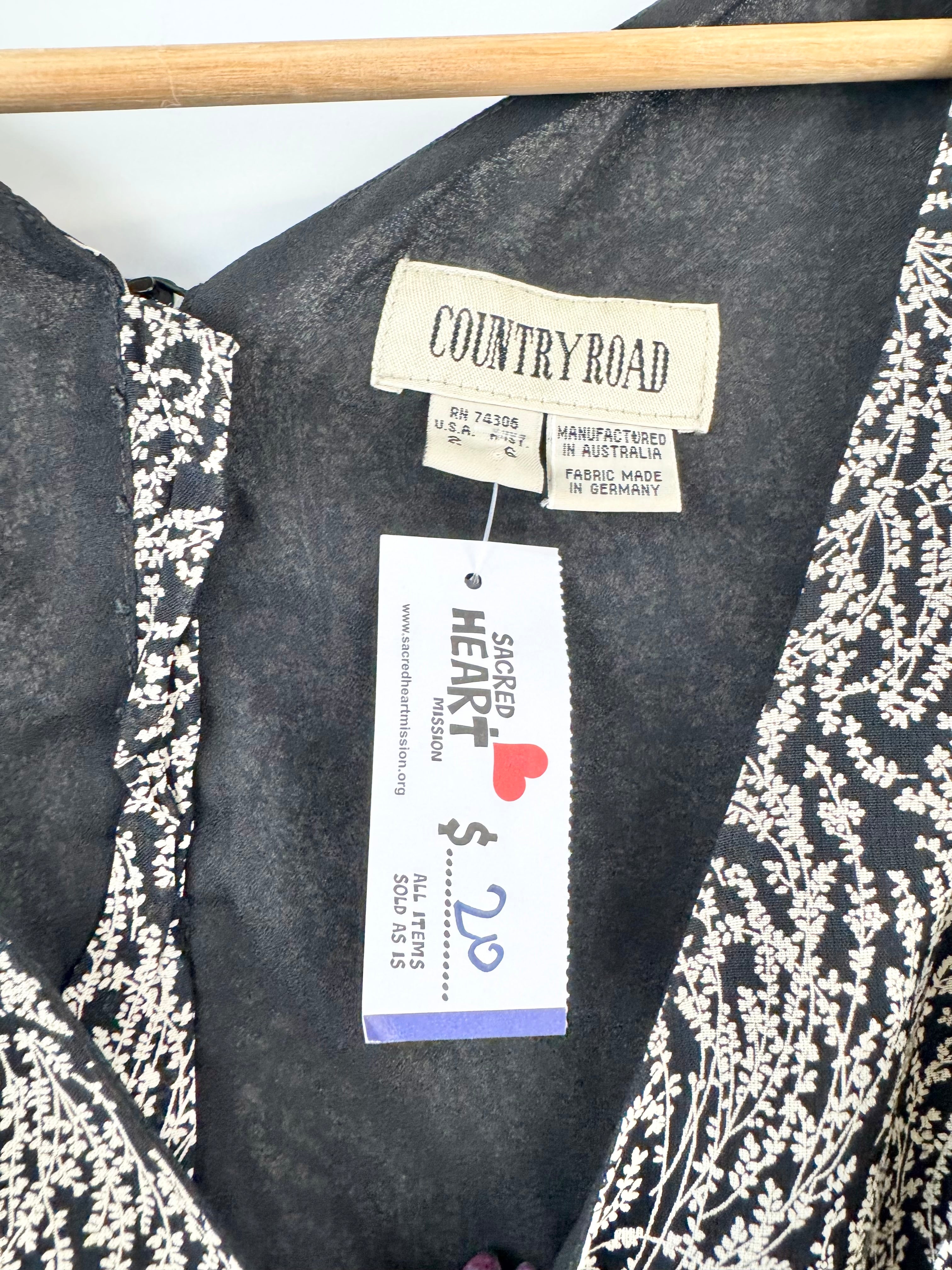 Country Road Black & Cream Patterned Sleeveless Dress - AU6