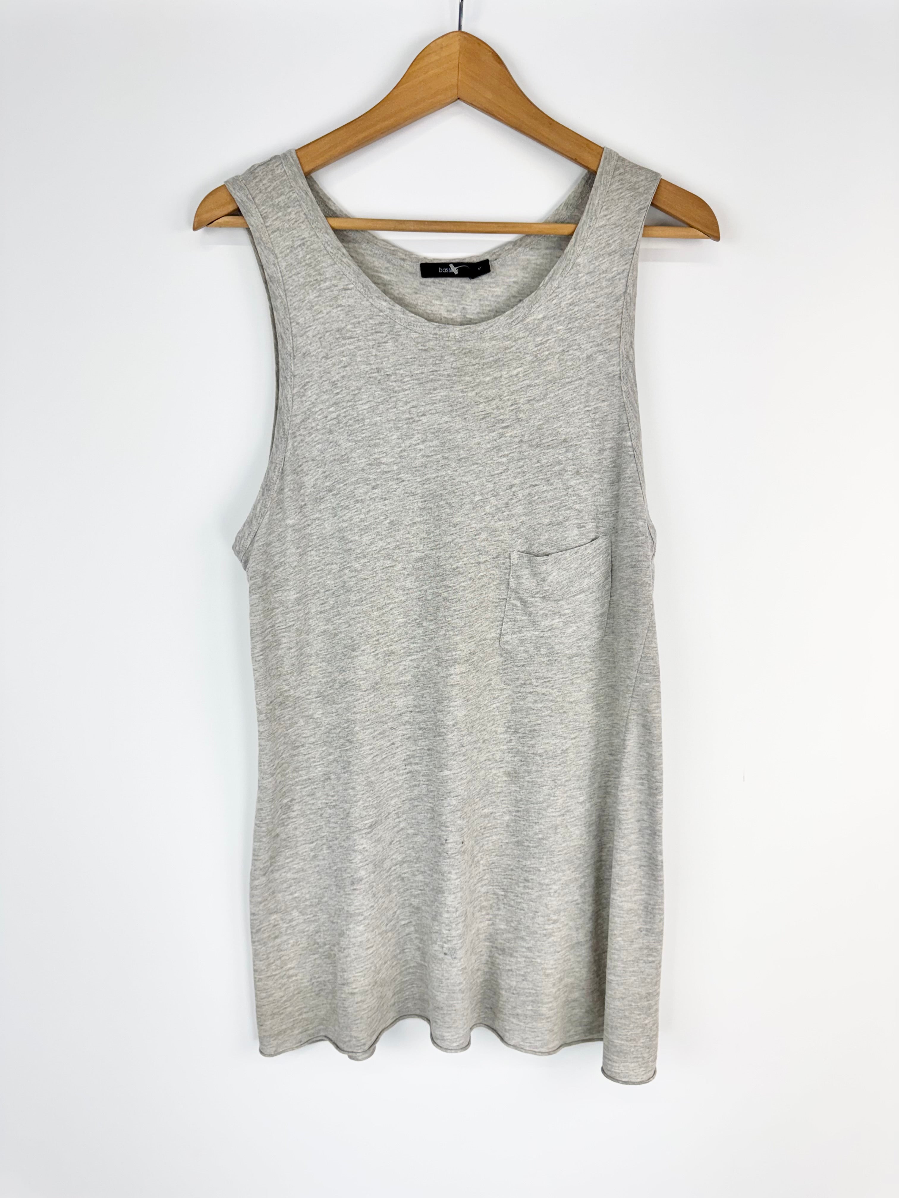 Bassike Grey Cotton Tank Top - AU8