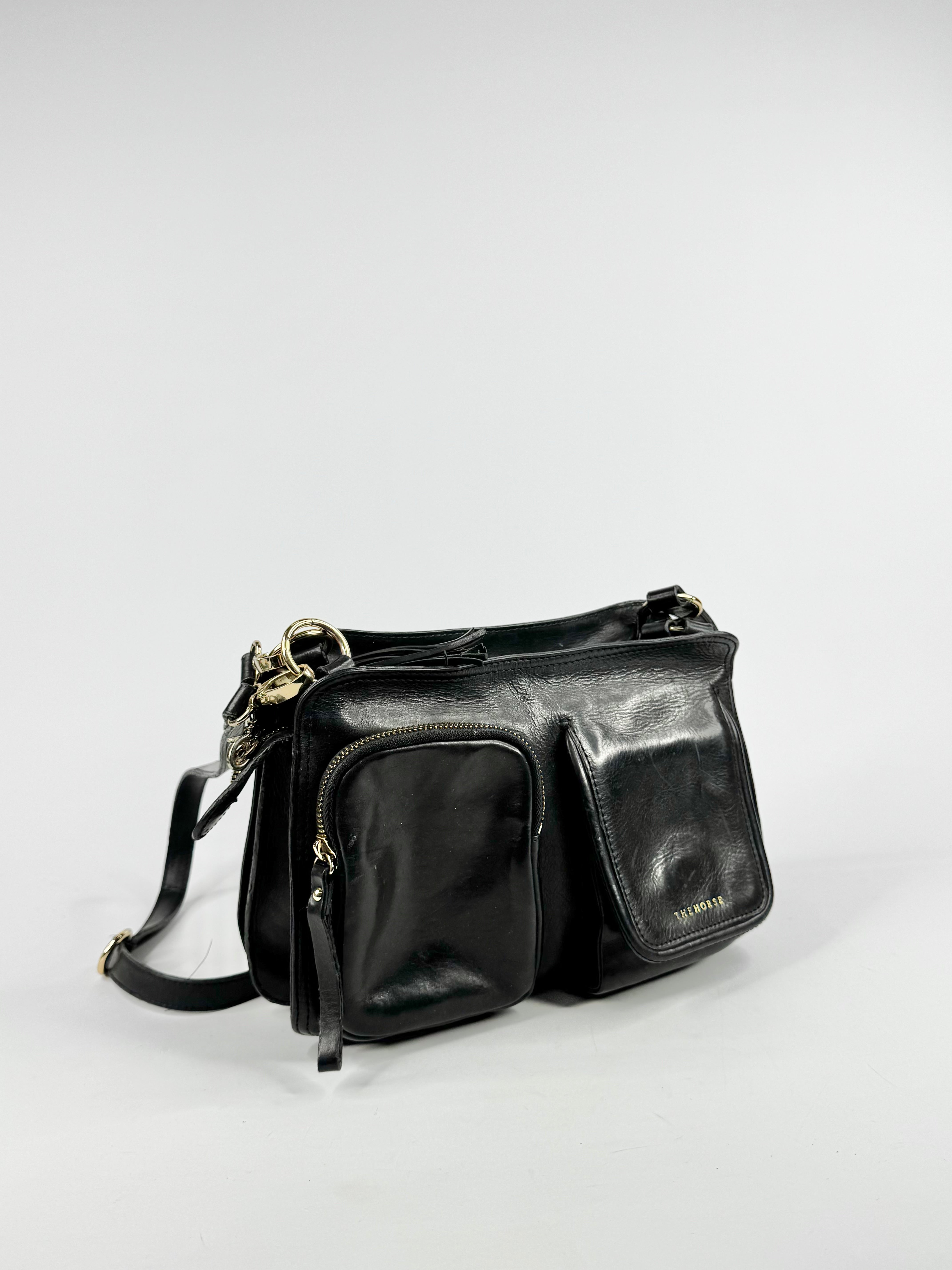 The Horse Black Leather Cross Body Bag