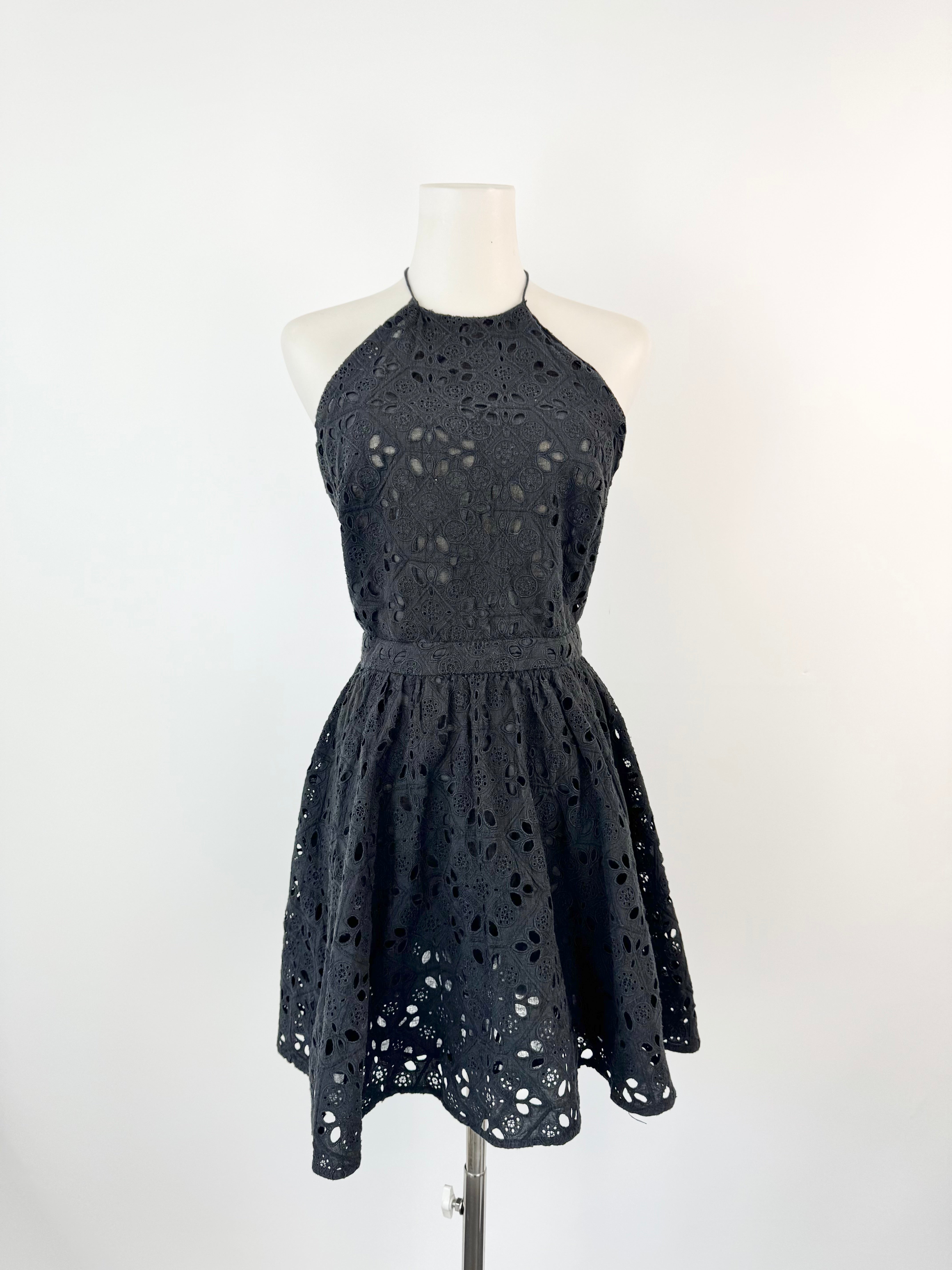 Zimmermann Black Lace Halter Neck Mini Dress - AU4/6