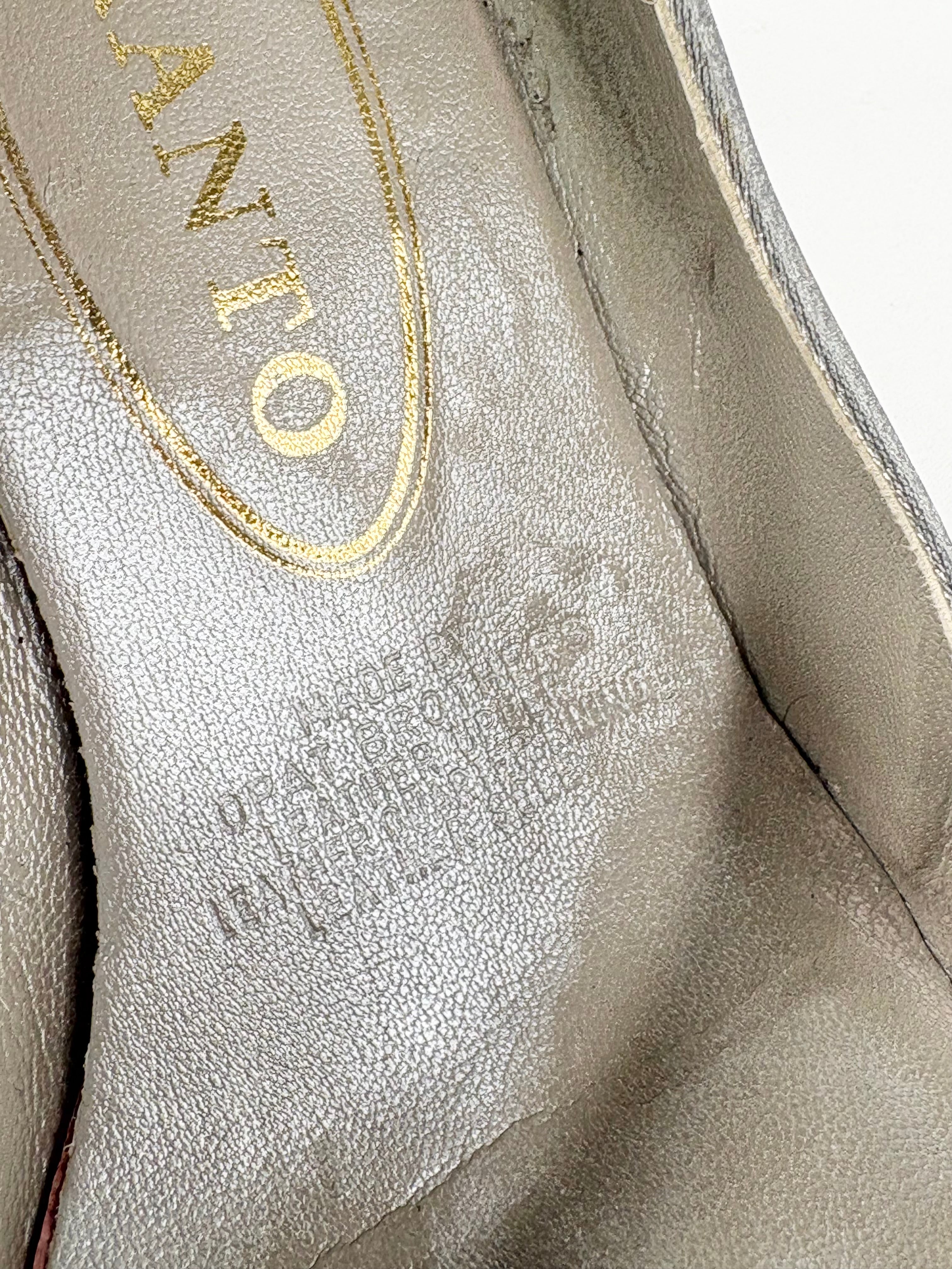 Vintage Taranto Silver Satin & Gold Toe Pumps - EU41