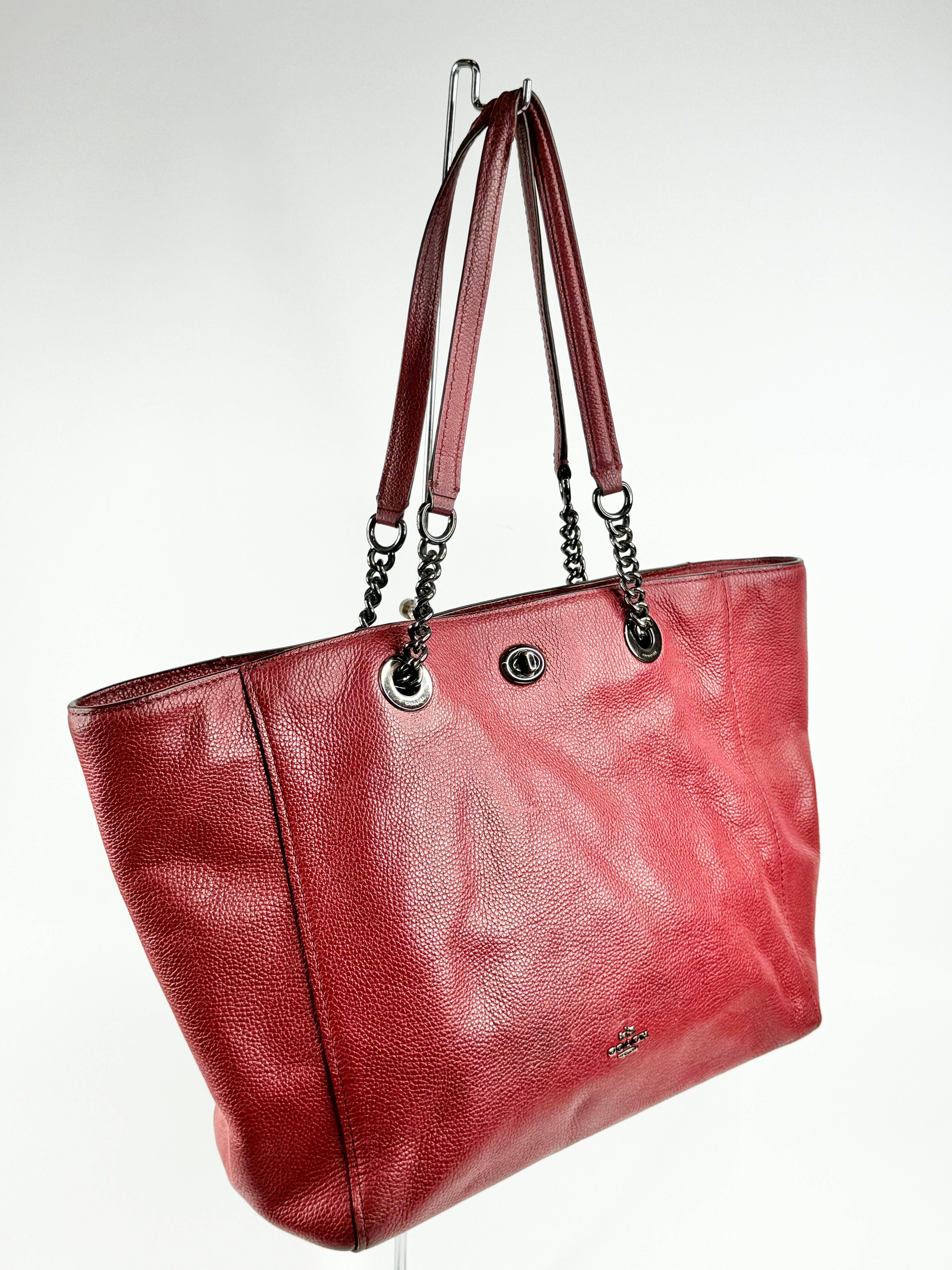 Coach Oxblood Grained Leather Tote