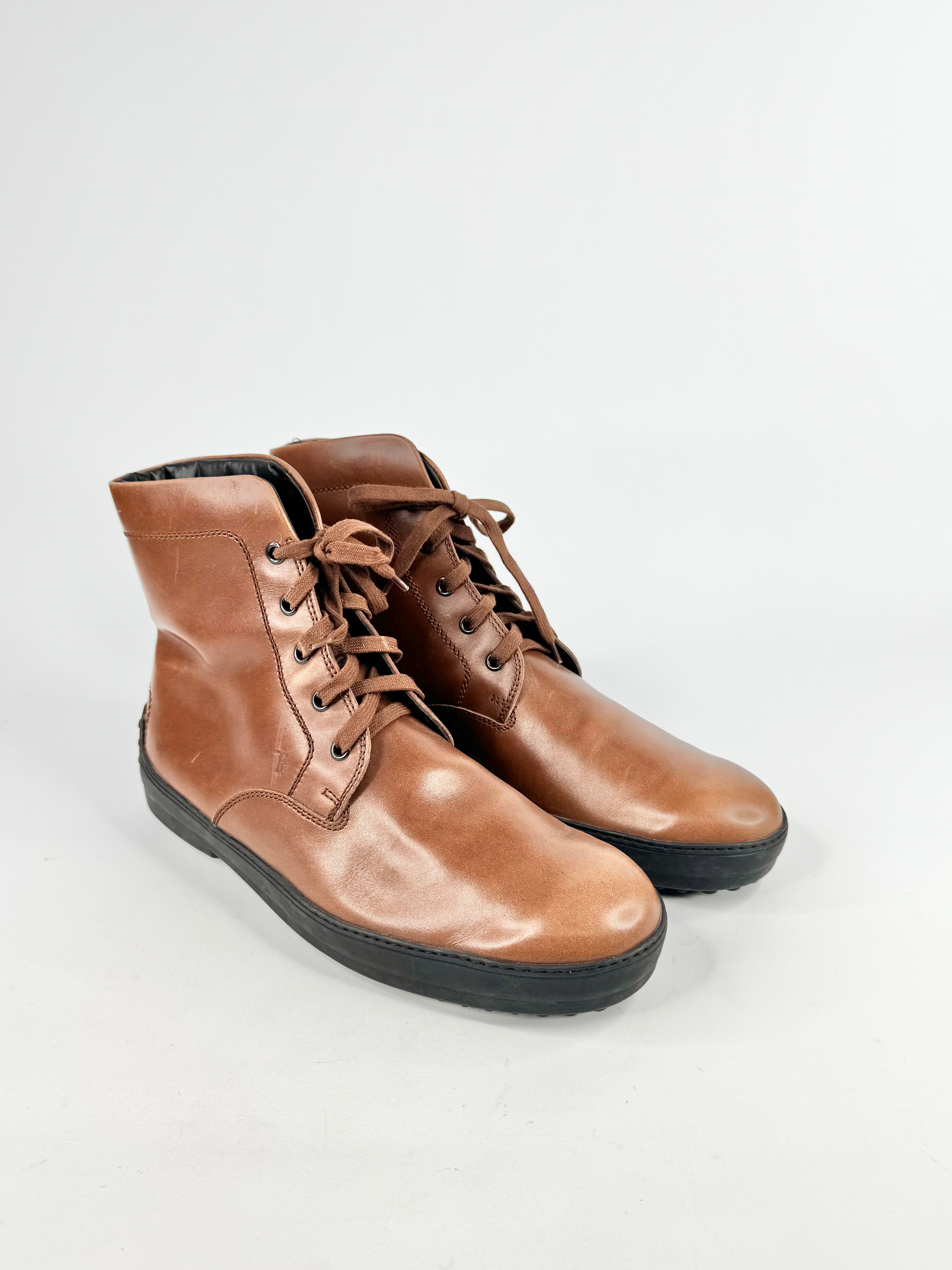 Tod's Milk Chocolate Lace Up Ankle Boots - 8