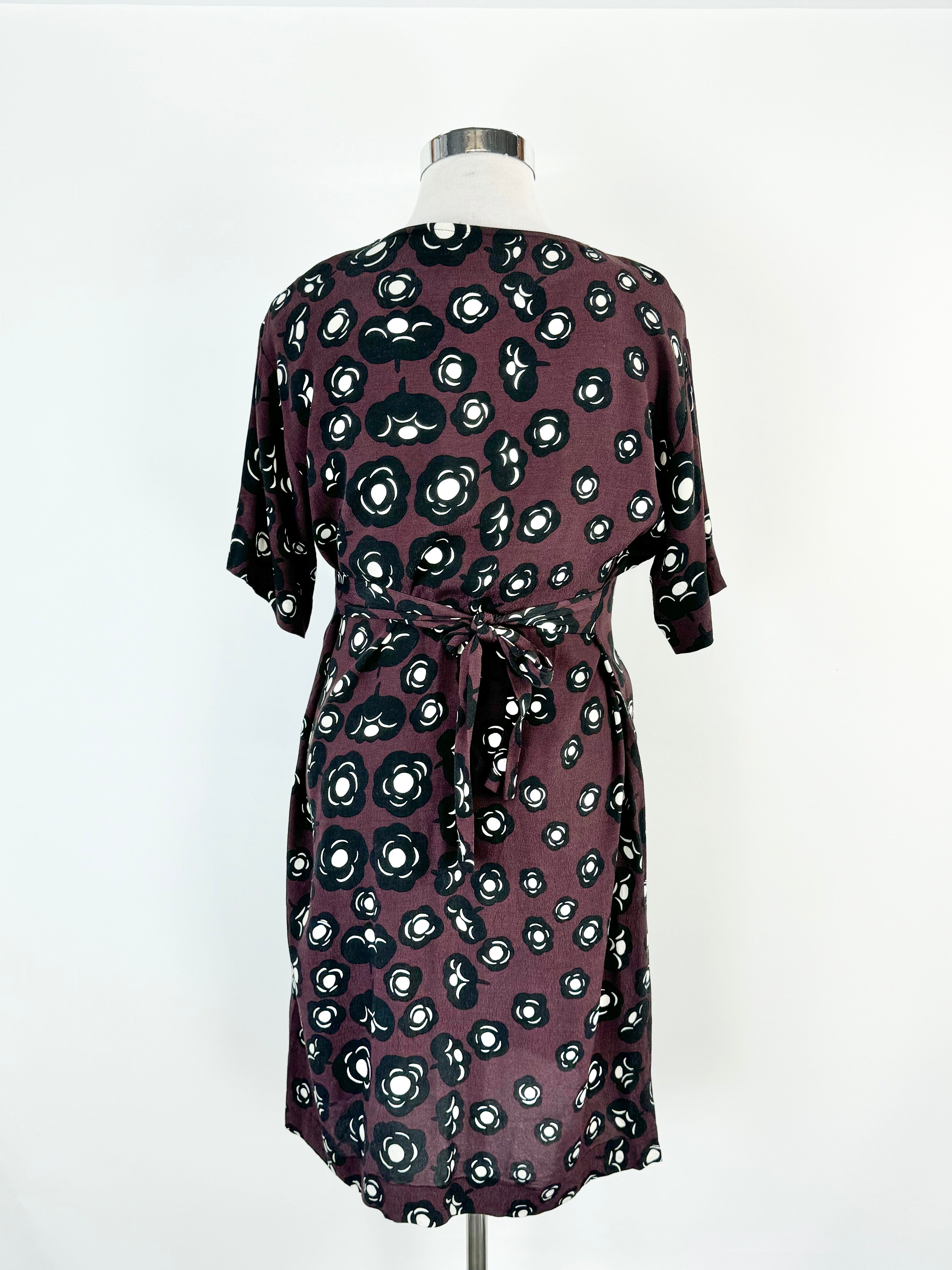 Marimekko 'Tumma' Pattern Red & Black Pattern Dress - AU8/10