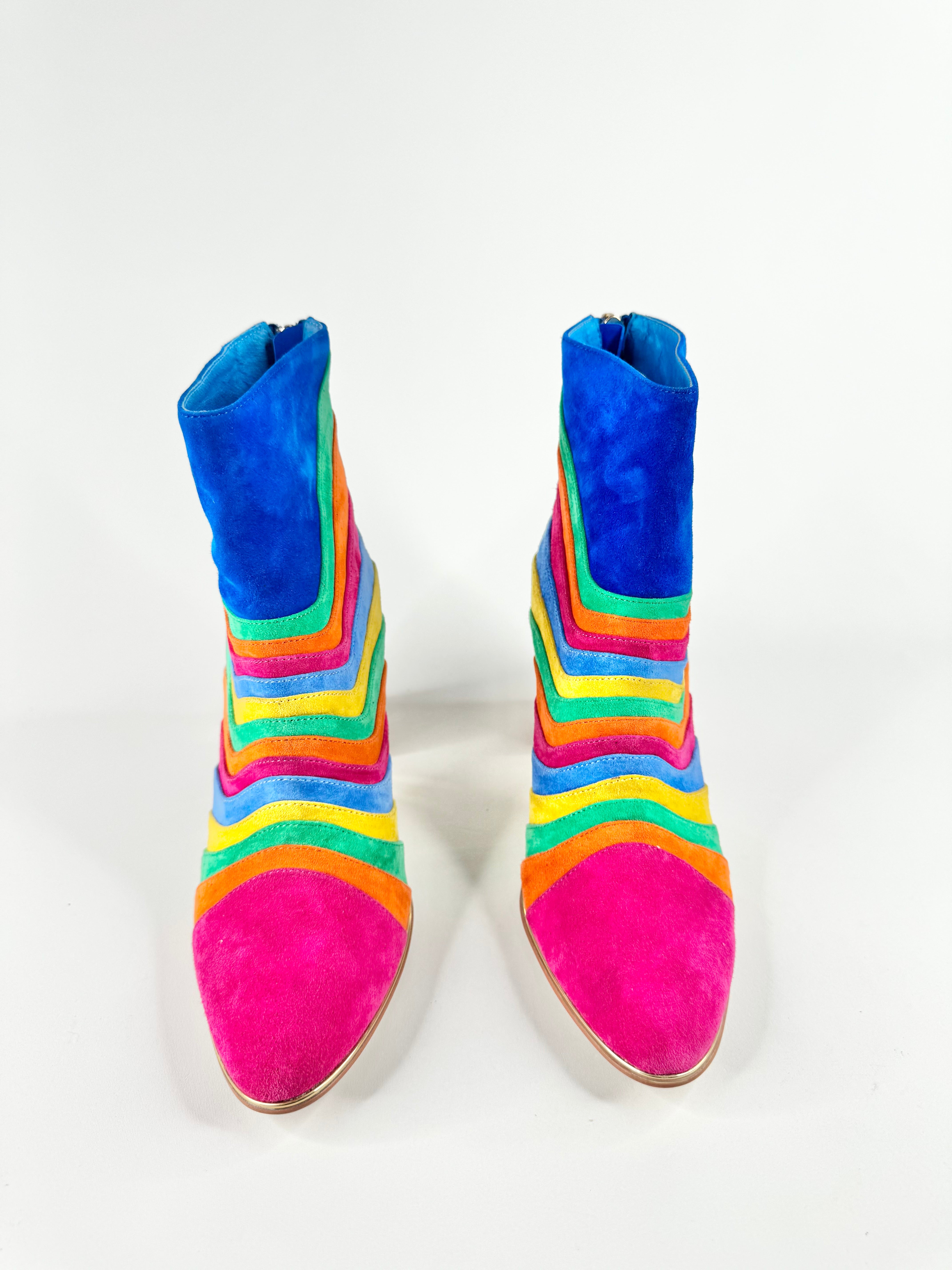 Django & Juliette 'Kattat' Bright Multi Suede Ankle Boots - EU36