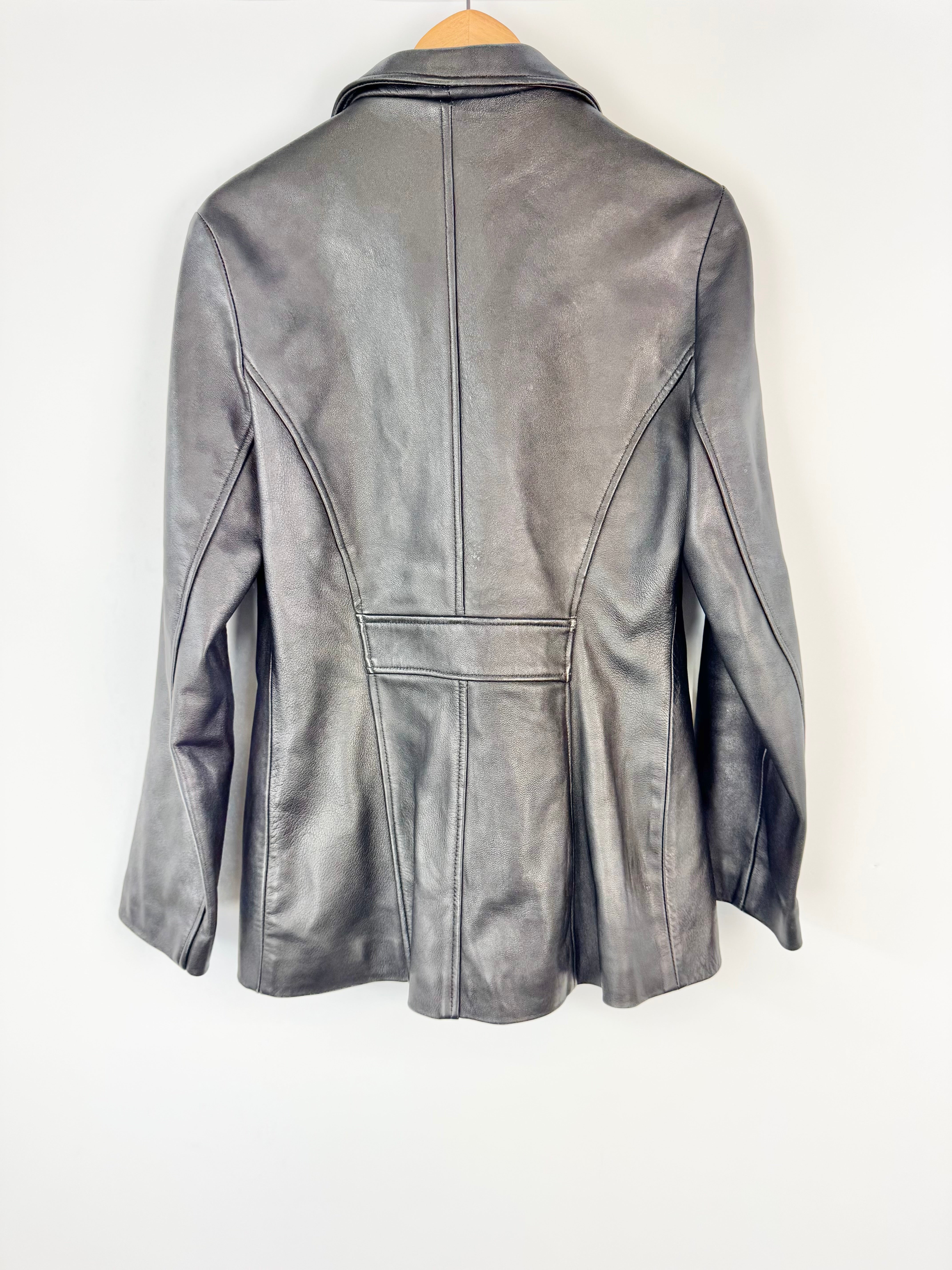 Vintage 90s Black Leather Jacket - AU10/12