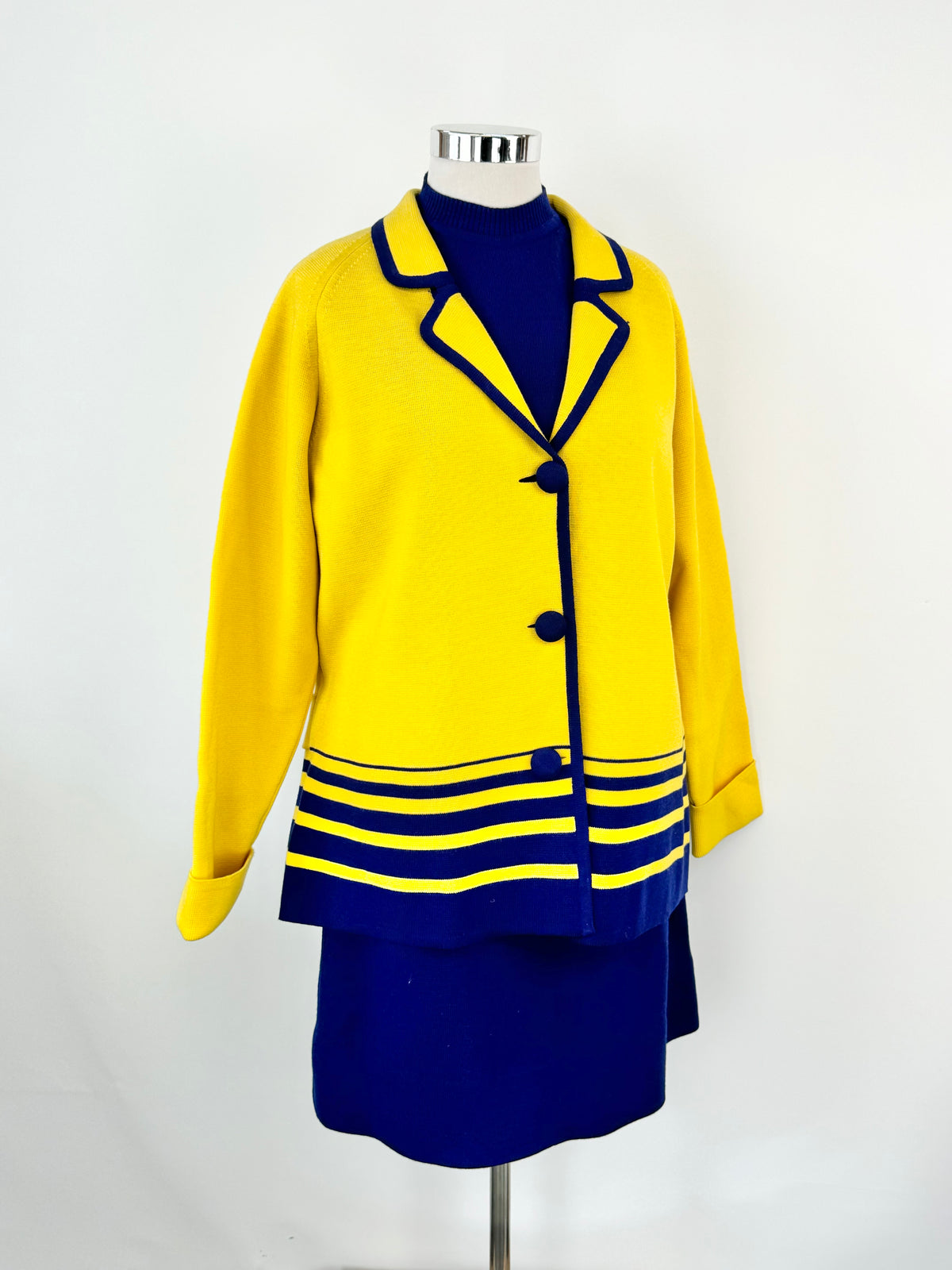 Vintage Hand Made Blue & Yellow Three Piece Suit - AU12/14