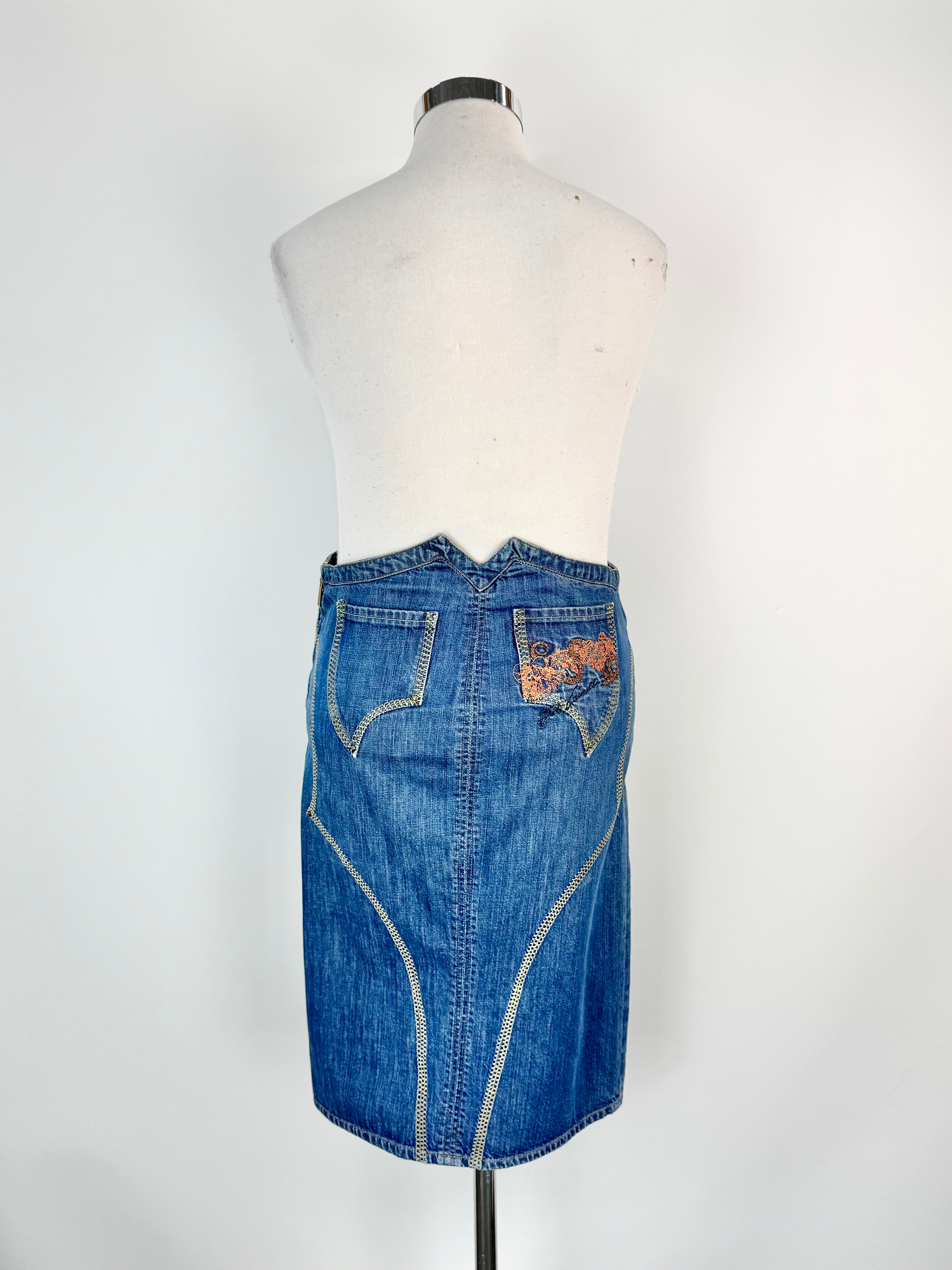 Y2K Just Cavalli Western Style Denim Skirt - AU12