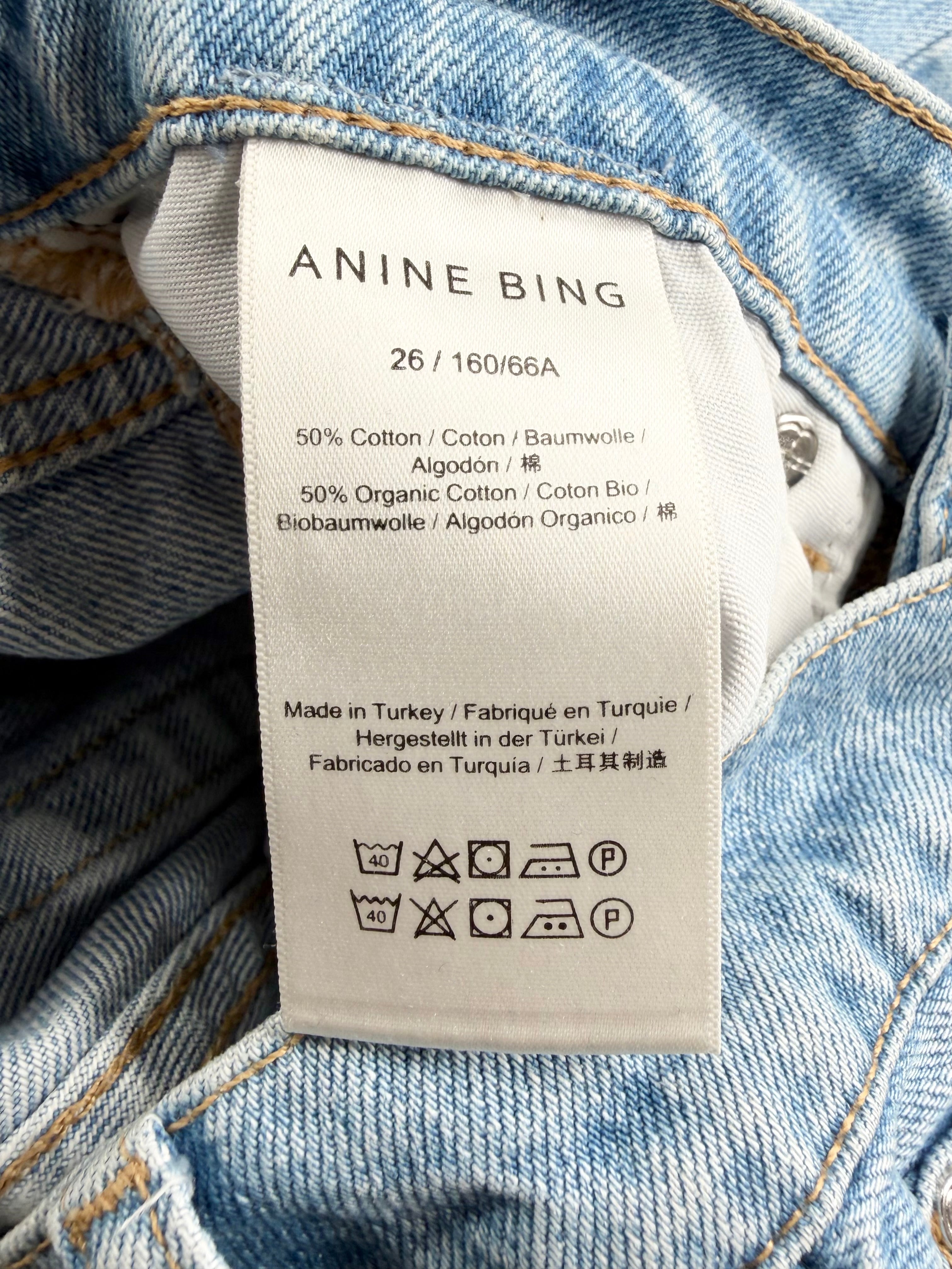 Anine Bing Pale Blue High Waisted Raw Hem Denim Jeans - AU26