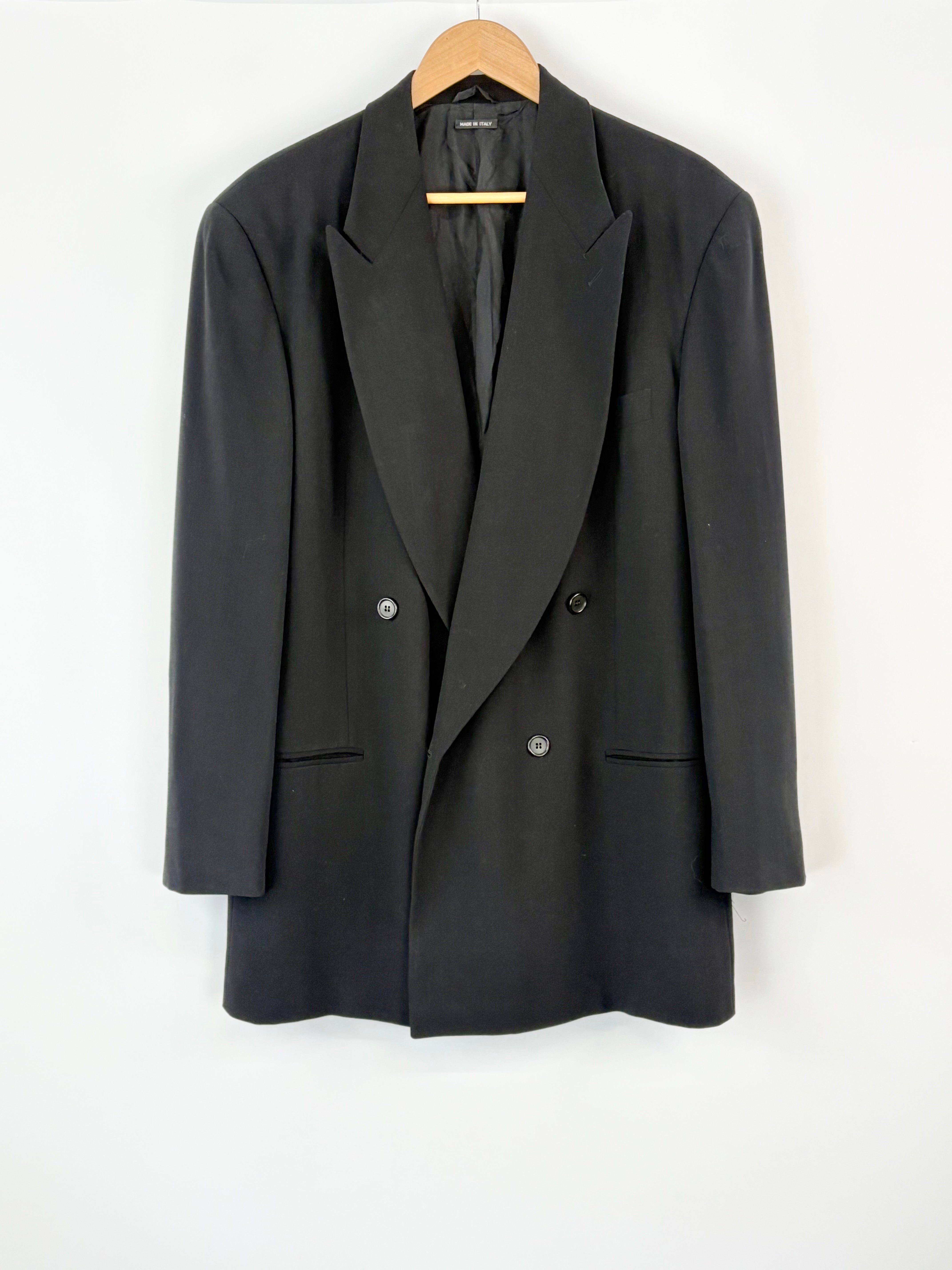 Giorgio Armani Vintage Black Wool Regular-Fit Blazer - L