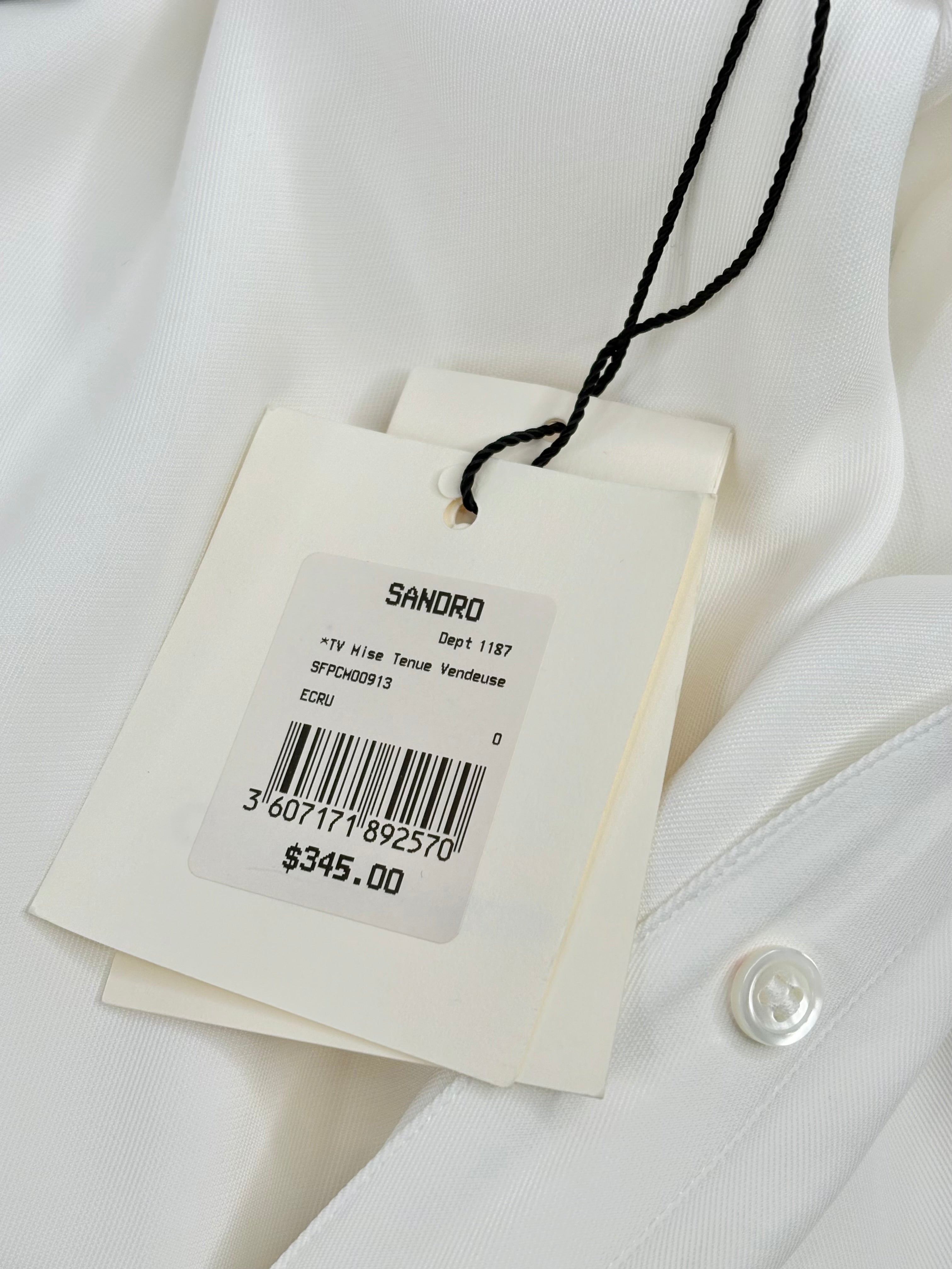 Sandro Ecru Rolled-Short Sleeve Shirt - AU6/8