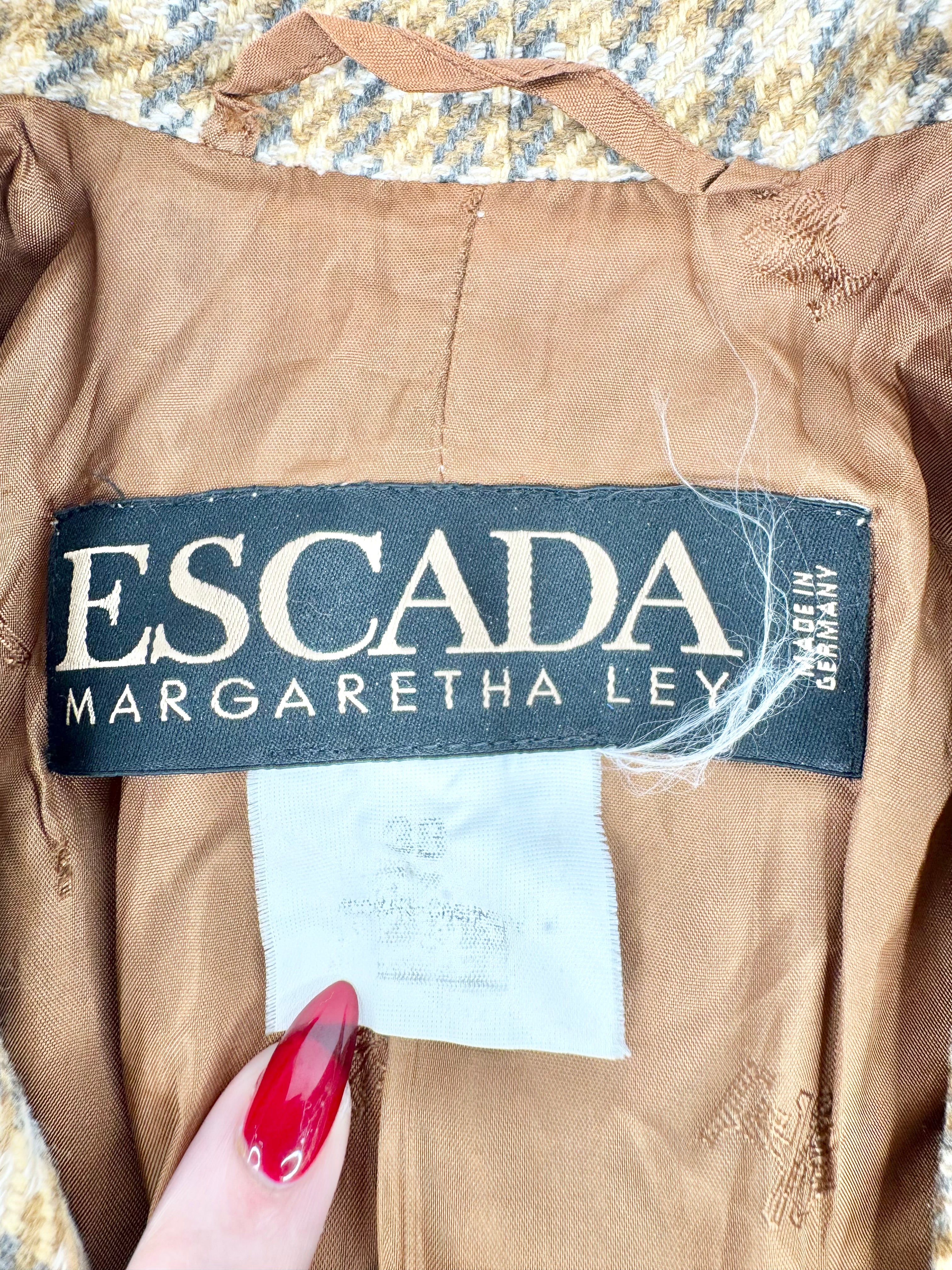 Vintage Escada by Margaretha Ley Gold & Grey Hounds Tooth Blazer - AU10/12