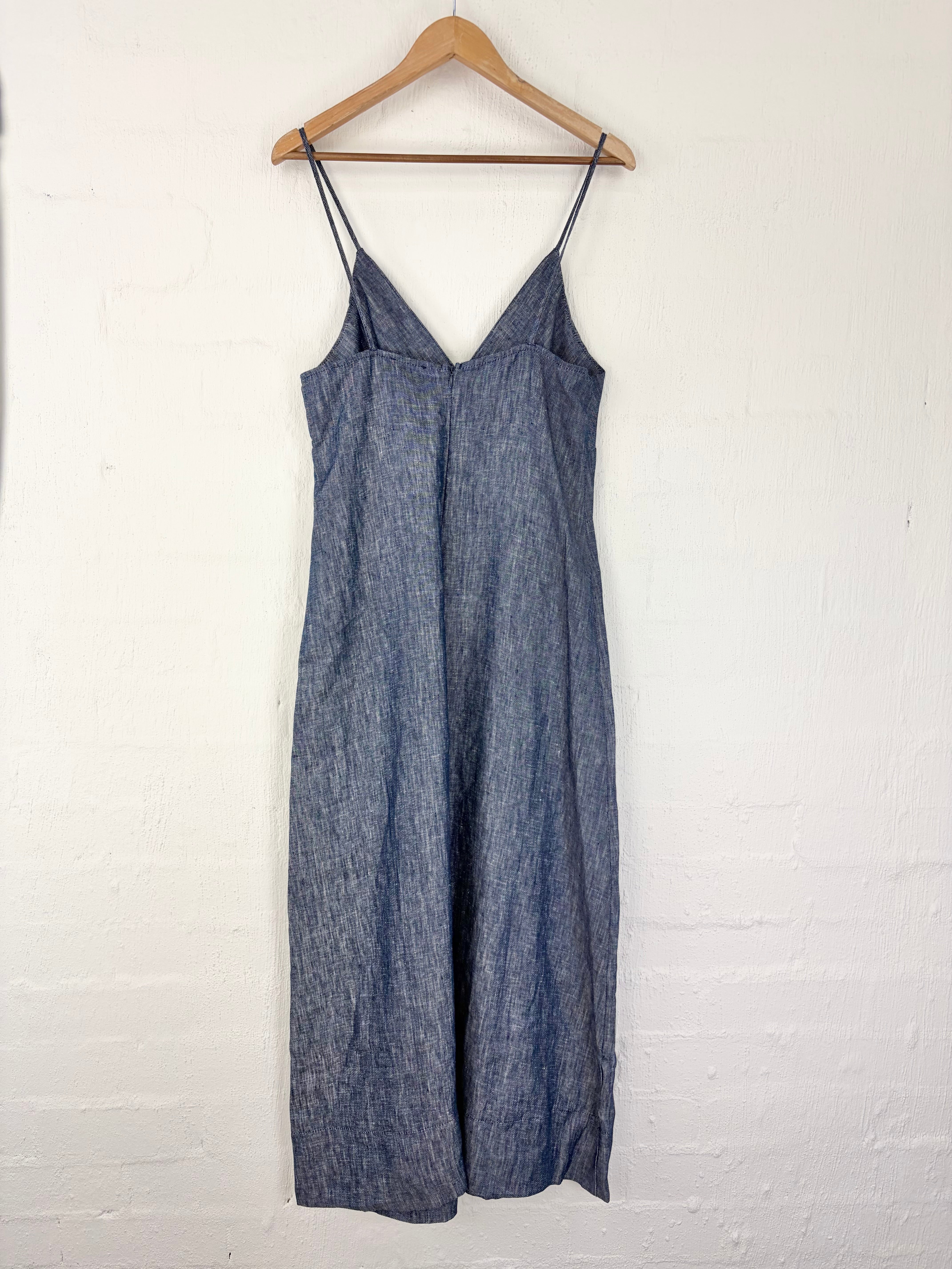 AERE 'Denim Linen' Slip Dress NWT - AU14
