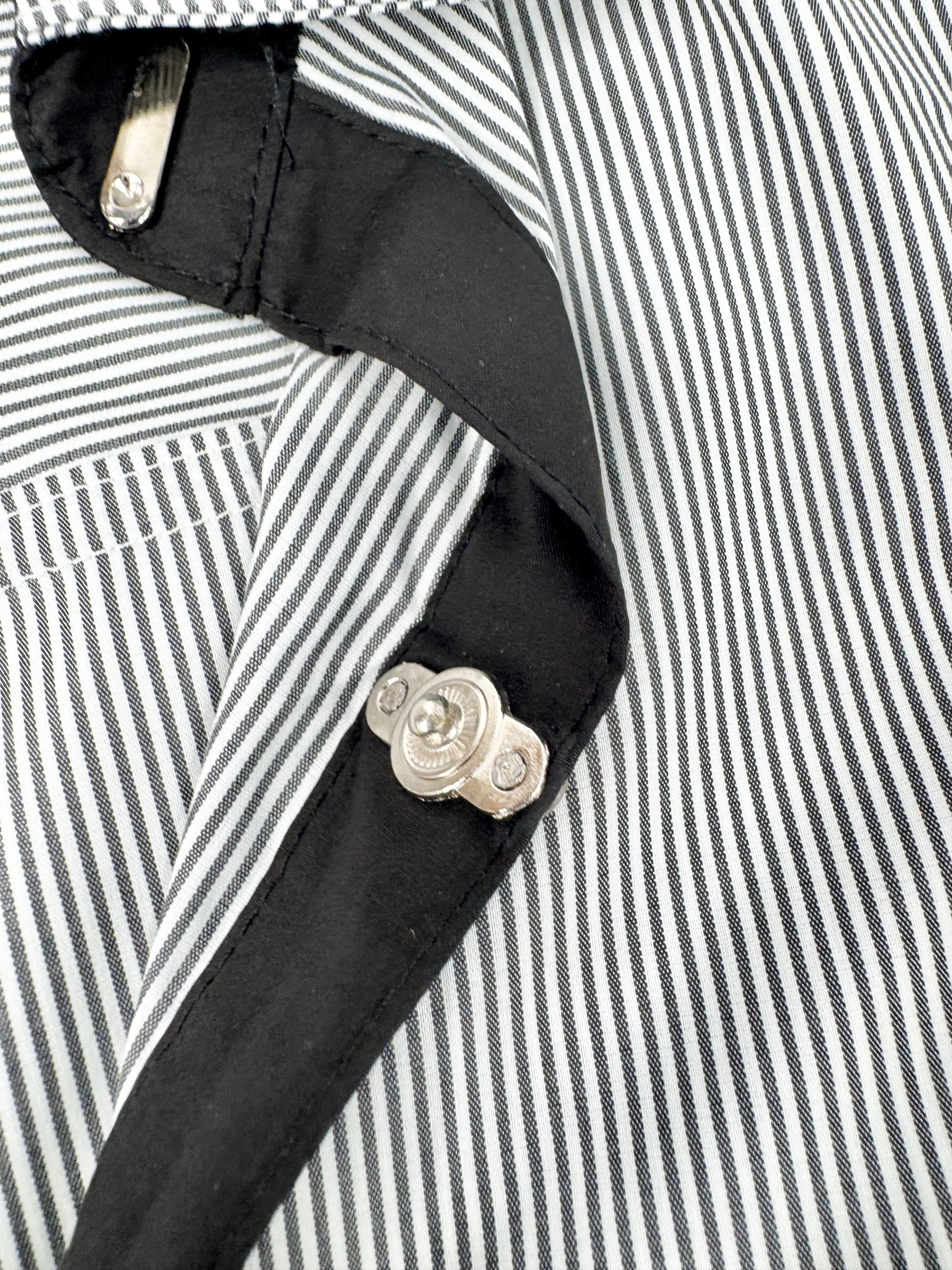 Vintage Salvatore Ferragamo Black & White Striped Shirt - XL