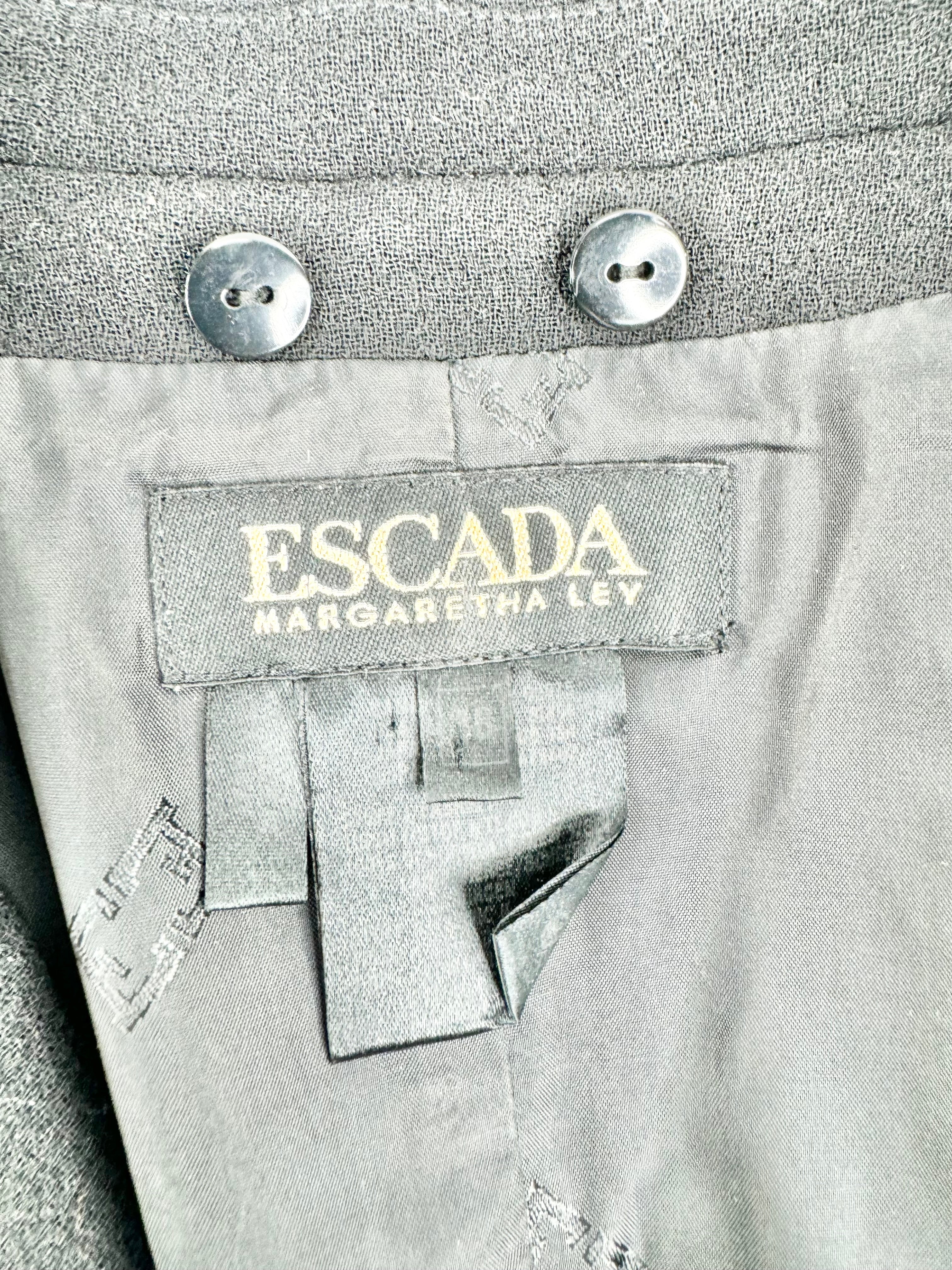 Vintage Escada by Margaret Ley Black Wool Double Breasted Midi Dress - AU10
