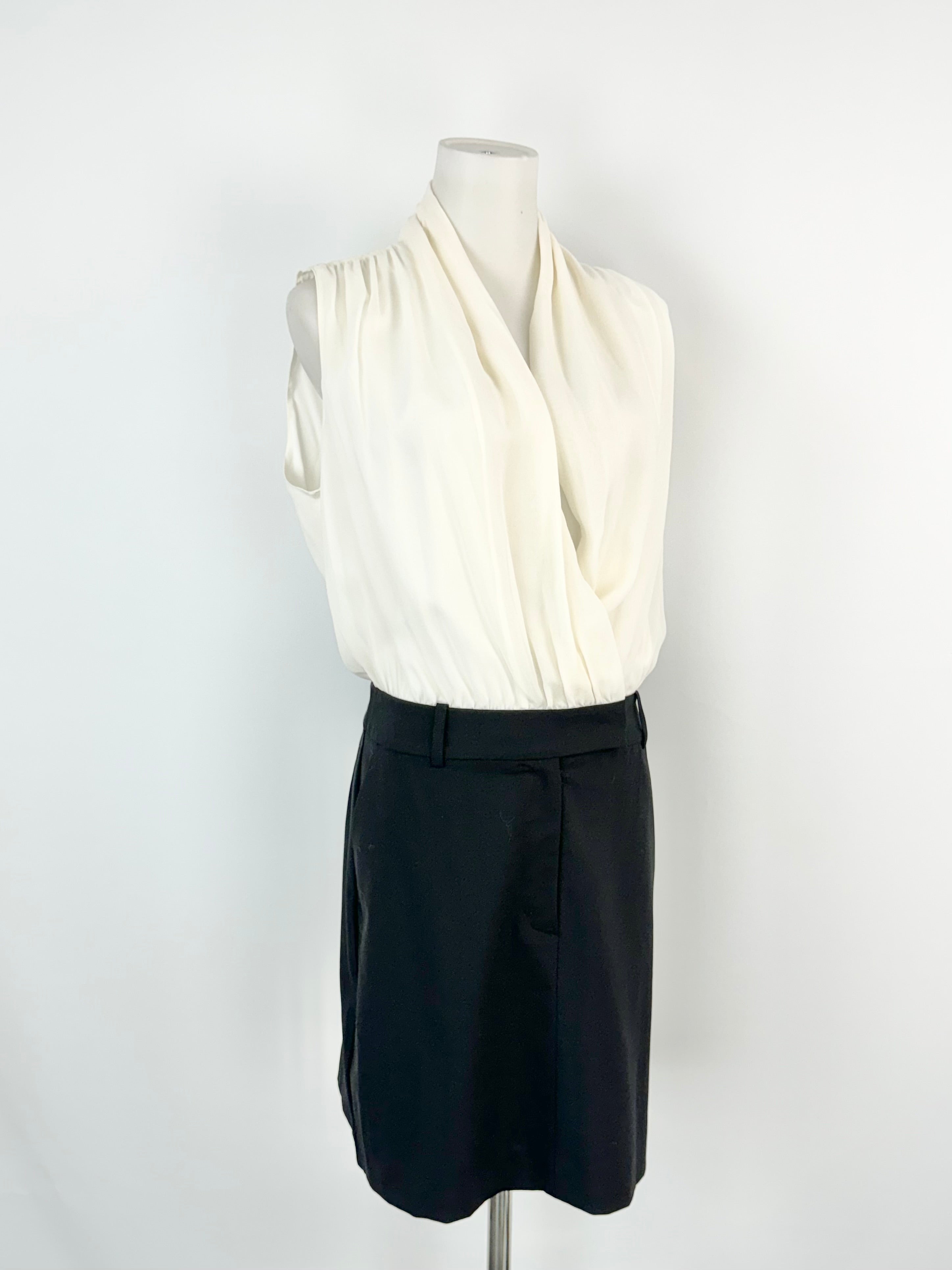 Donna Karen New York White & Black Midi Dress - AU8/10