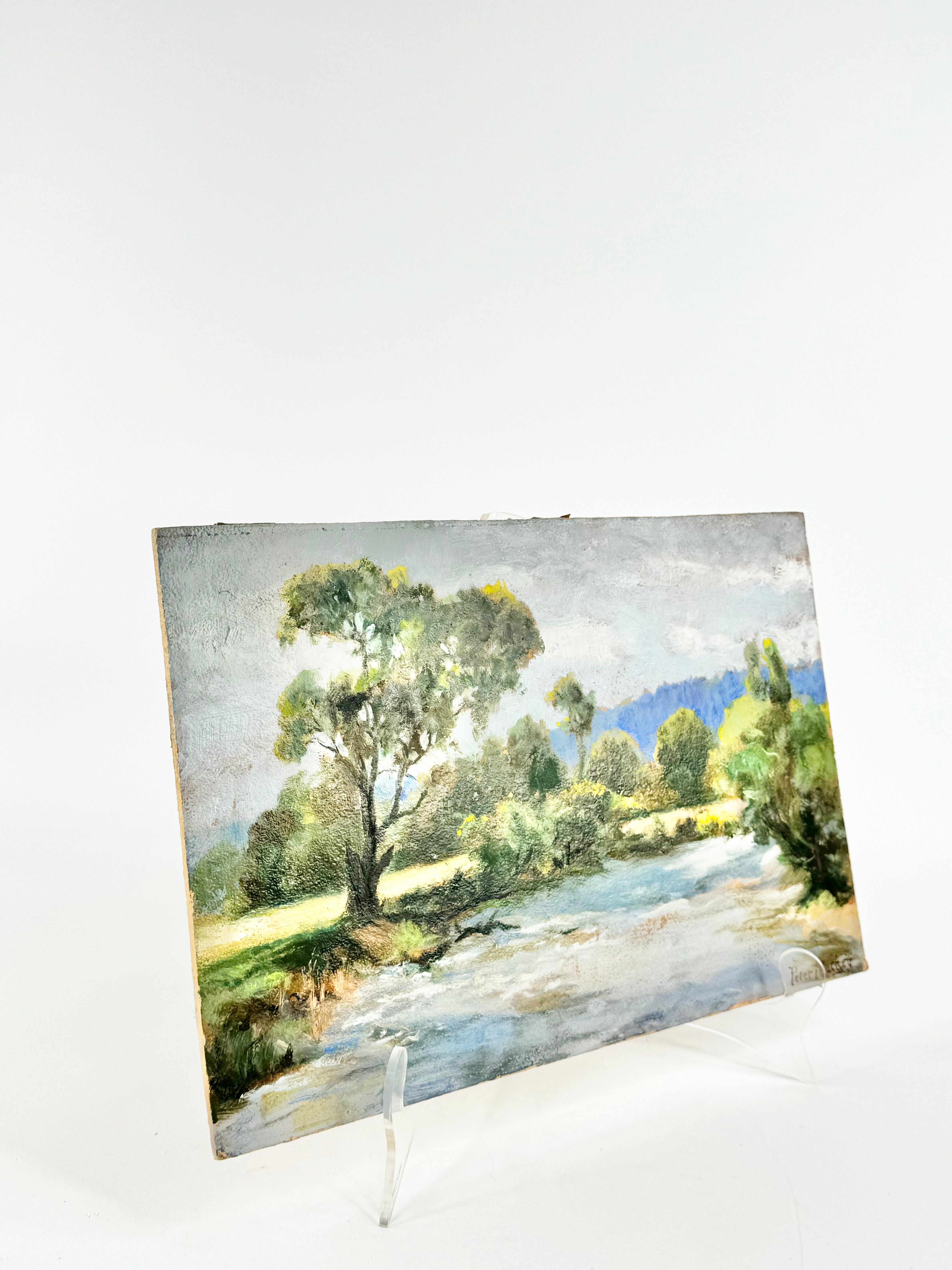 19th Century Australian Landscape by Peter Mackey River Oil Painting