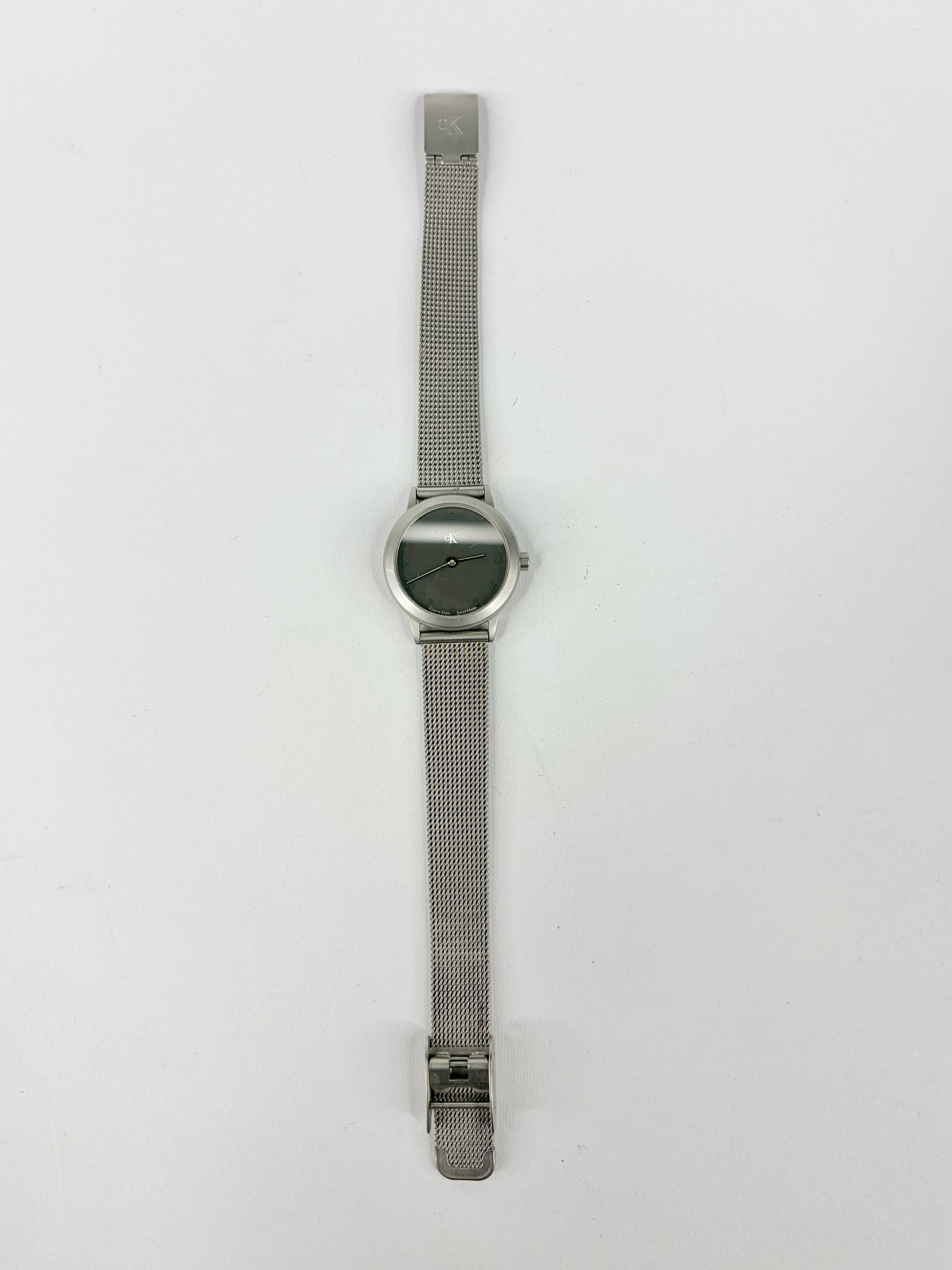 Vintage 90s Calvin Klein CK Swiss-Made Matte Grey Watch