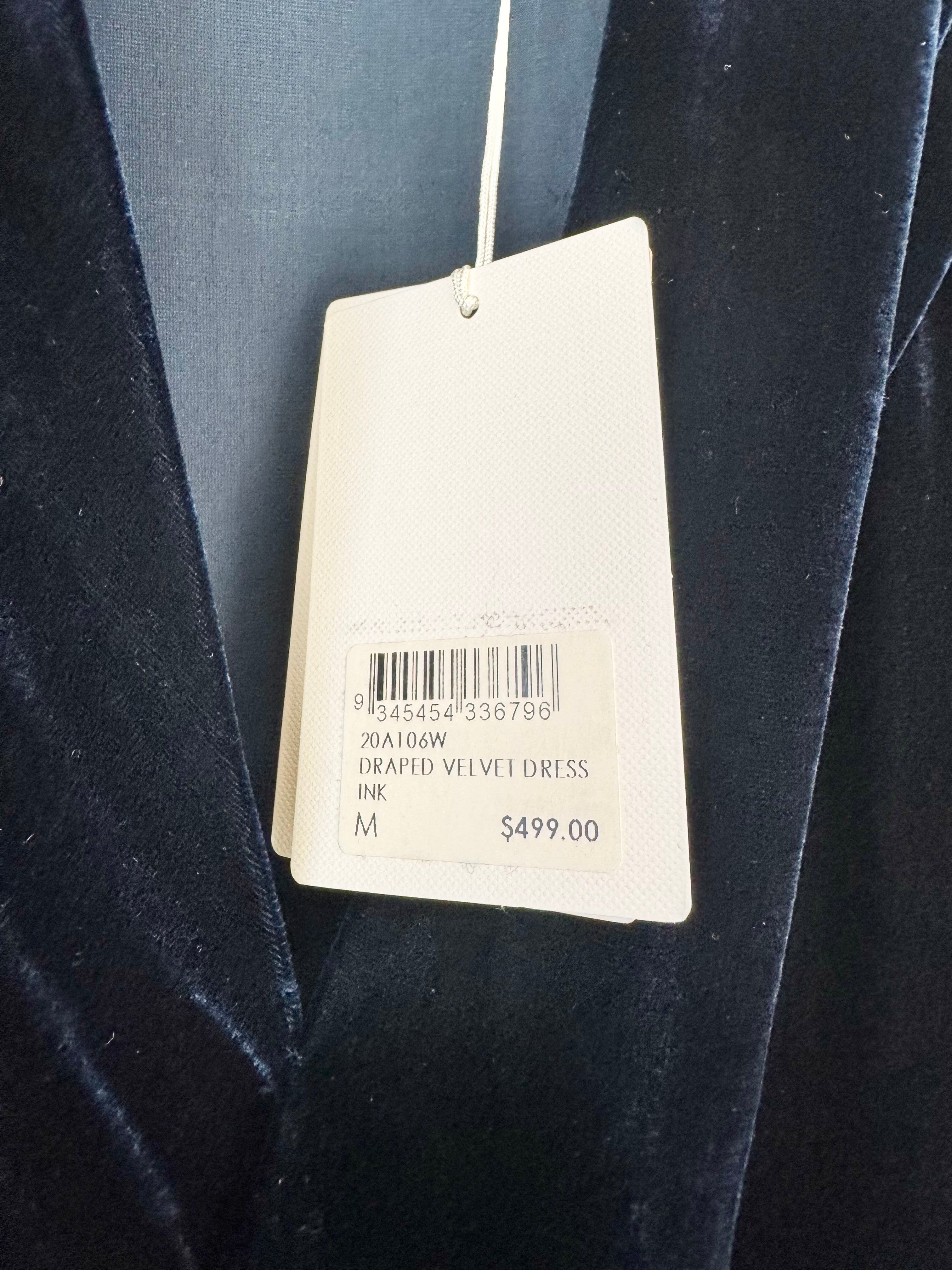 Megan Park Deep Blue Silk Blend Velvet Cocktail Dress NWT - AU10/12